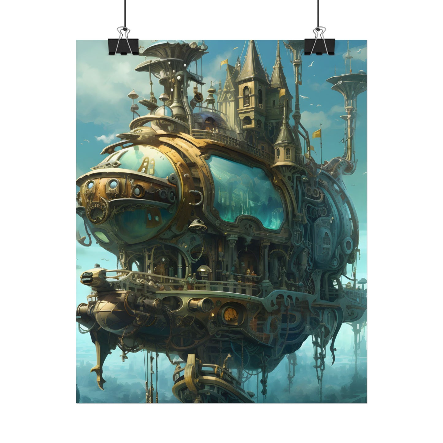 Steampunk Oceanic Adventure: A Crew's Journey Through Mechanical Tides - Poster