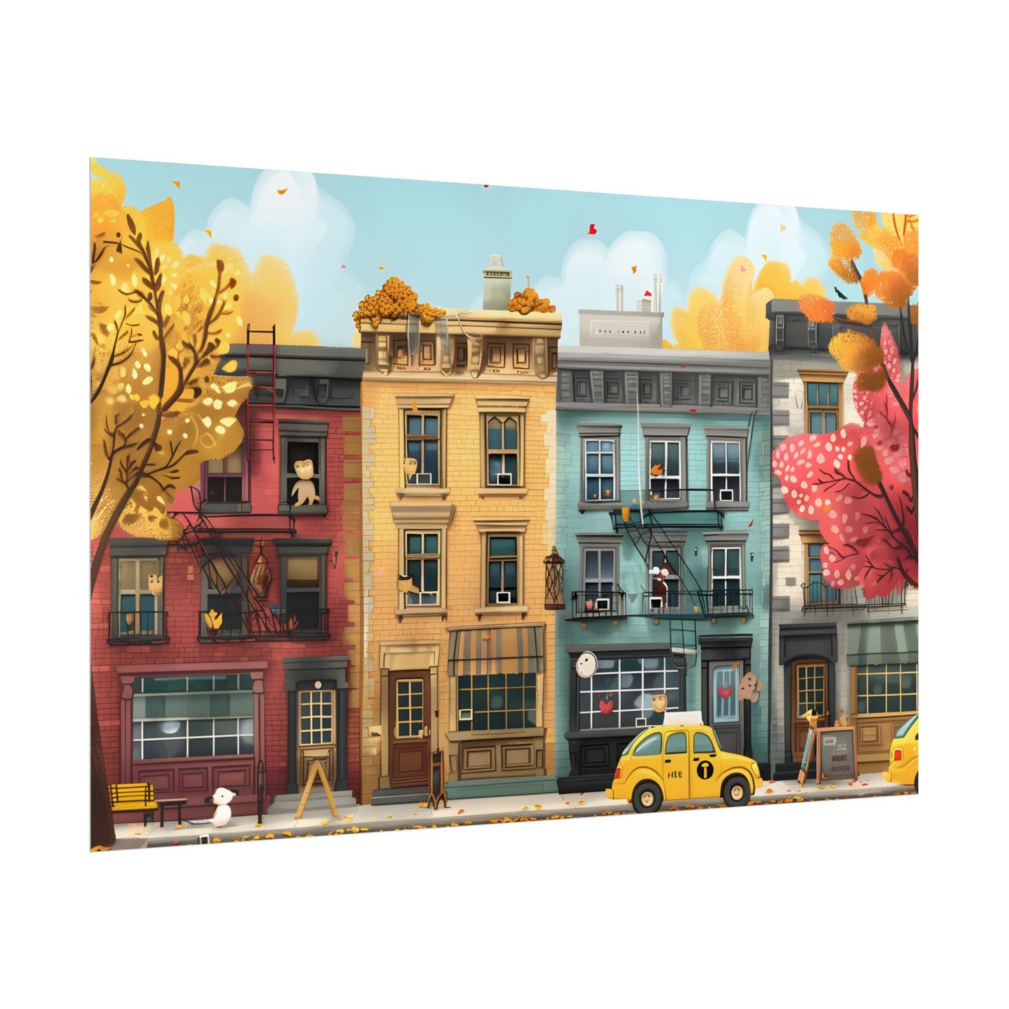 Whimsical Wonder: Playful Yellow Building Illustration - Poster