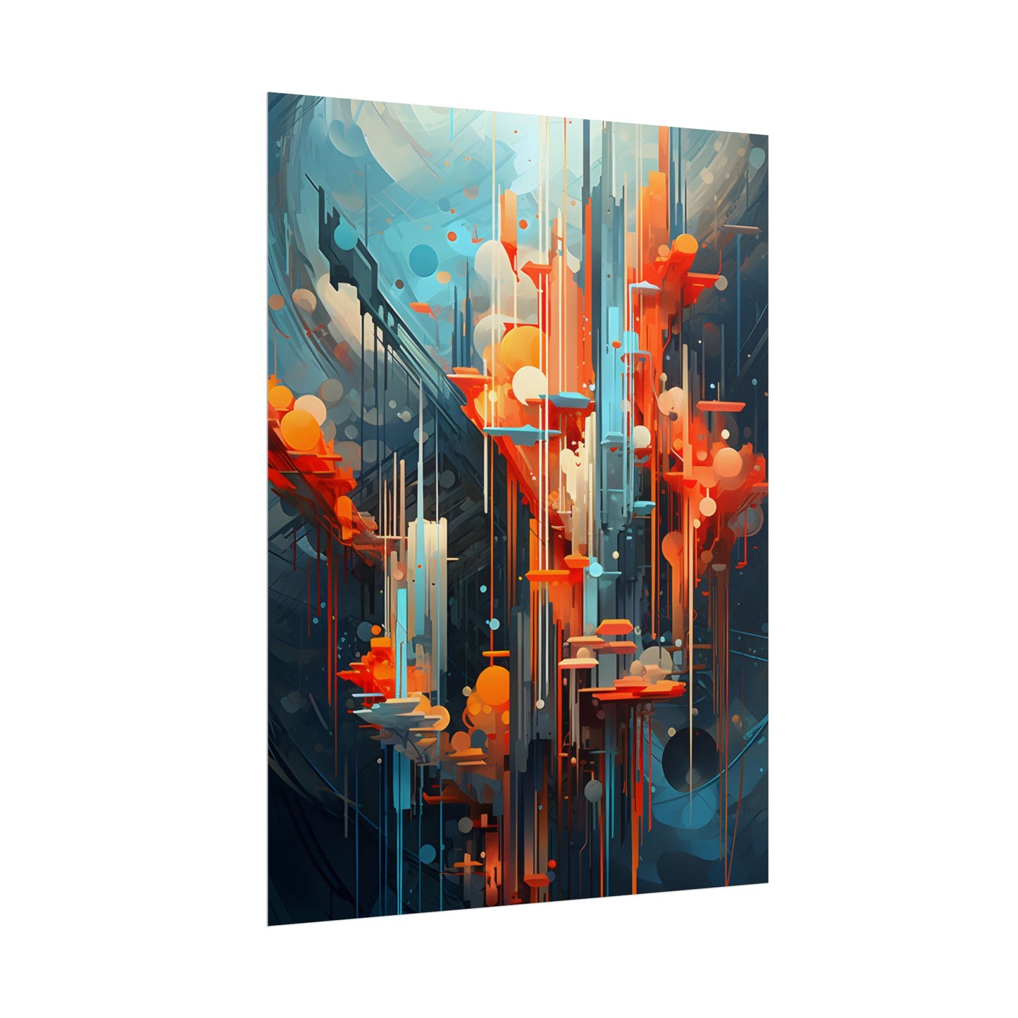 Abstract Cyber Dreamscape: Vibrant Colors and Neon Lights Digital Art - Poster