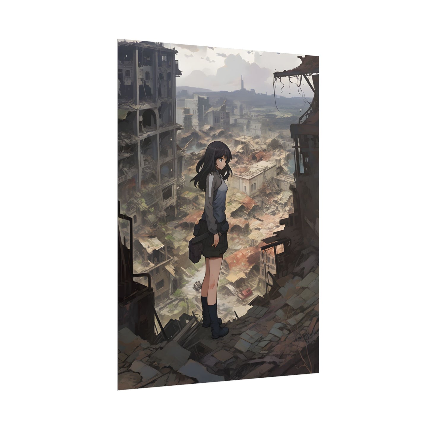 Dramatic Anime Scene: Detailed Bird's Eye View - Poster