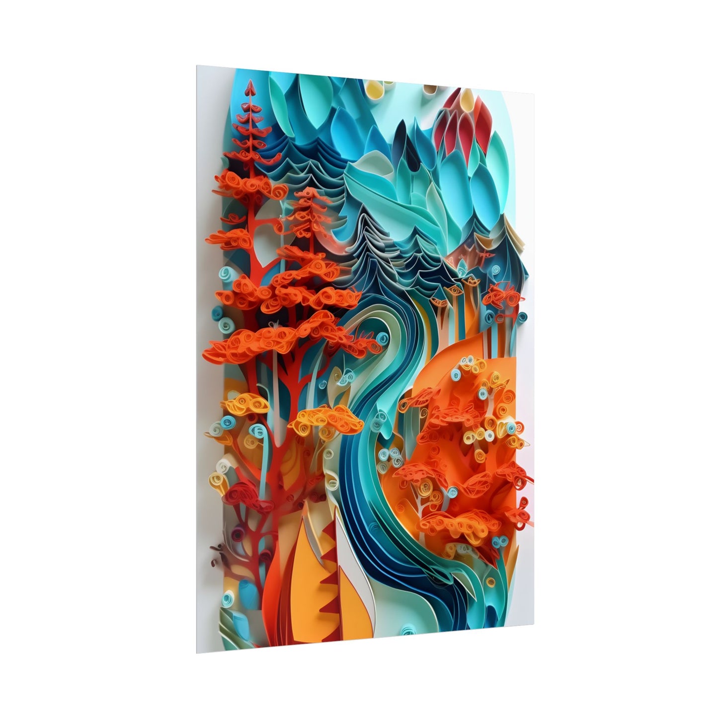 Paper Quilling Island Oasis: Realistic Art Piece - Poster