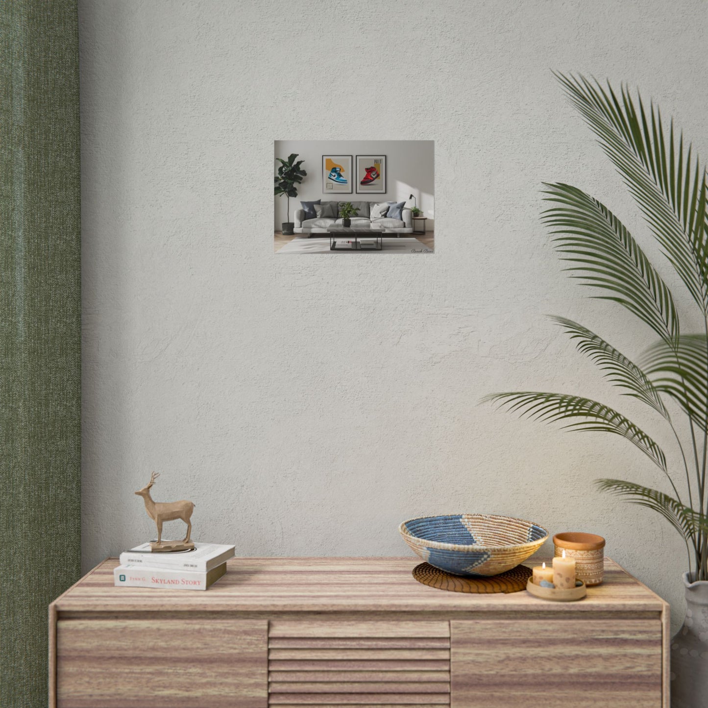 Minimalist Modern Living Room: Neutral Colors & Natural Light Art - Poster