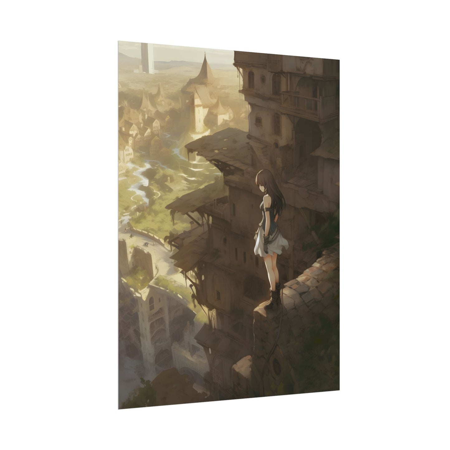 Anime Bird in Flight: Feathered Friend Soaring Through Air - Poster
