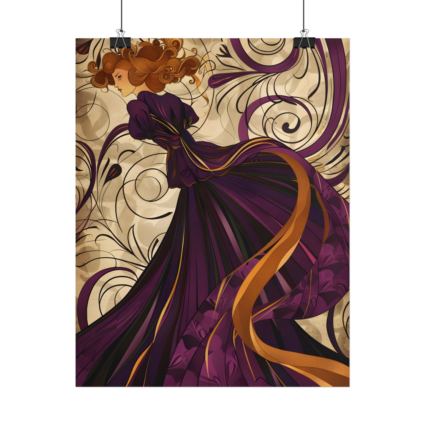 Art Nouveau Masterpiece: Elegant Geometric Design - Poster