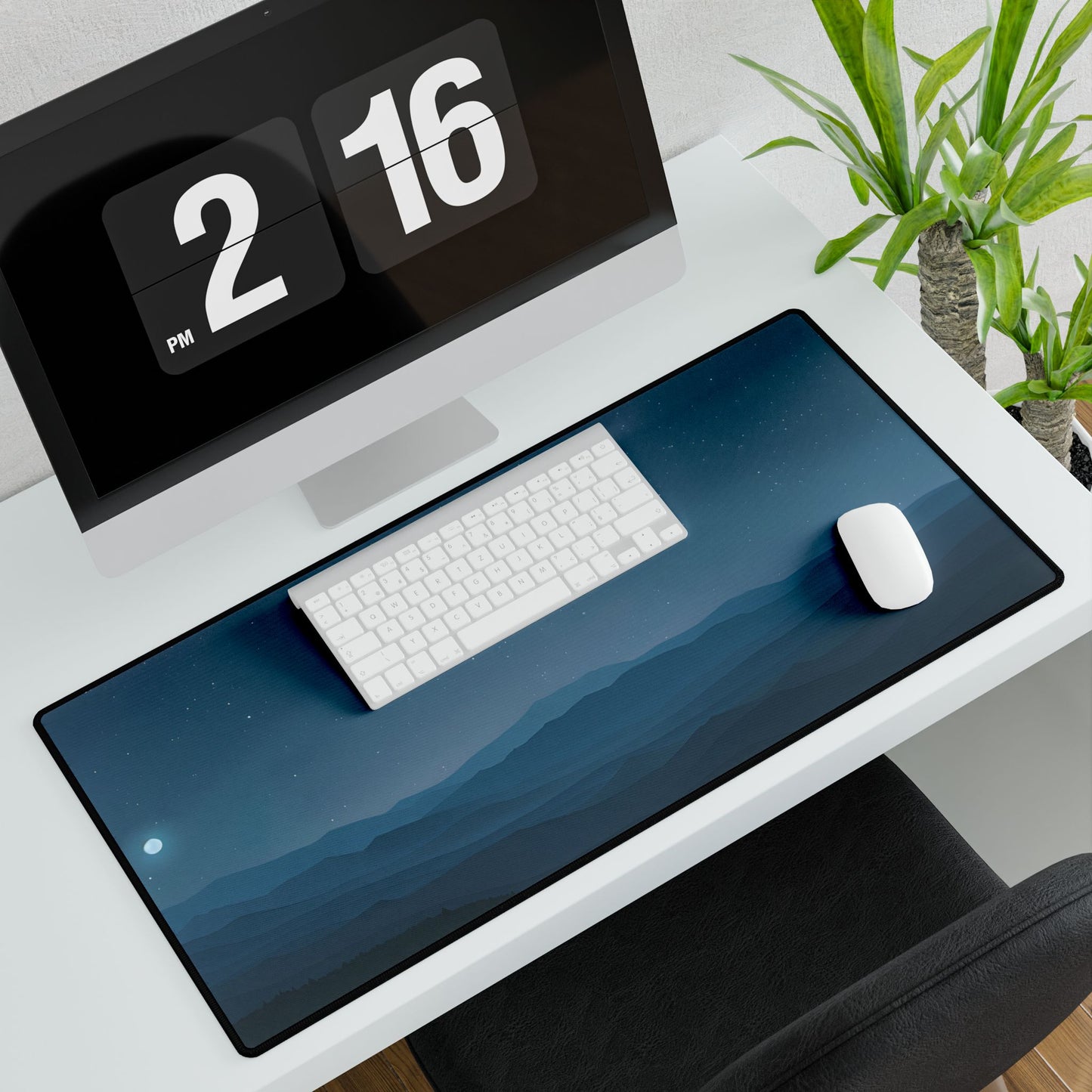 Minimalist Night Sky: Tranquil Artwork - Desk Mat