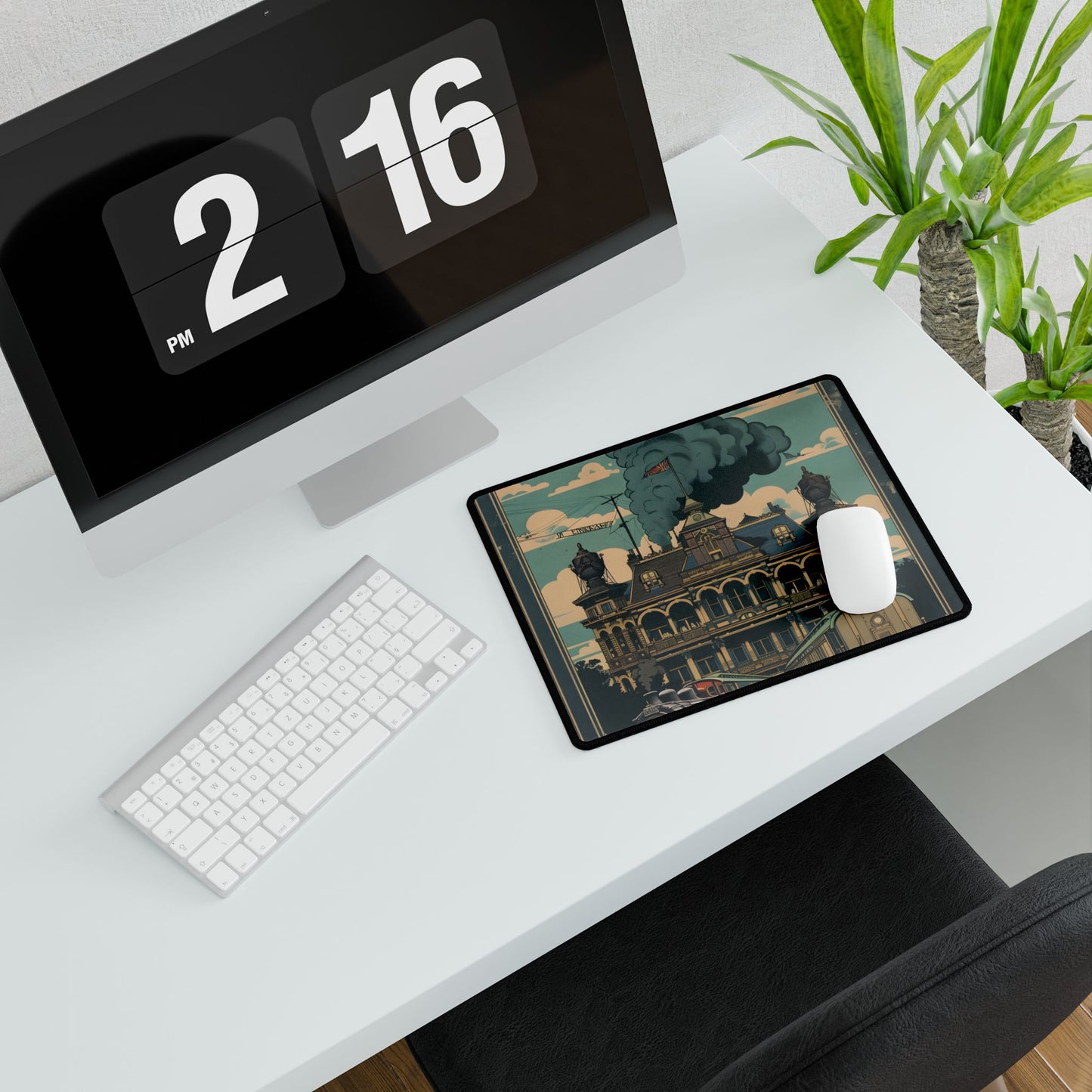 Vintage Farhampton Train Station Sign: Classic Railroad Art - Desk Mat