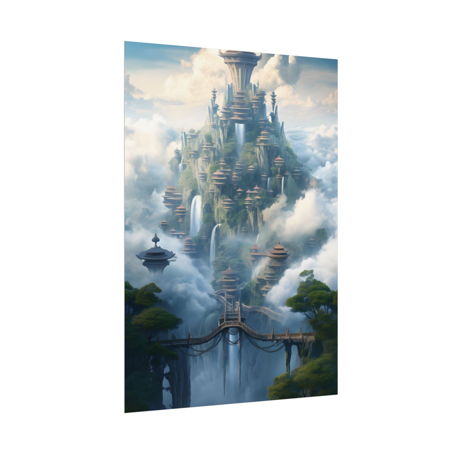 Surreal Floating City: Celestial Fantasy Realm Artwork - Poster
