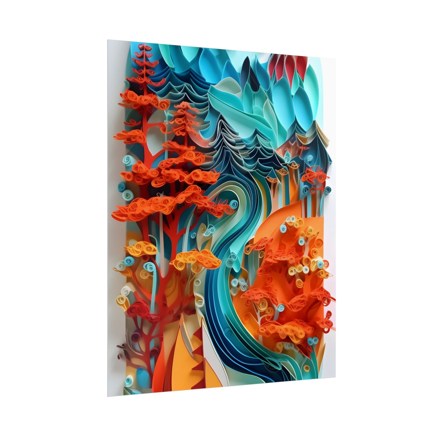 Paper Quilling Island Oasis: Realistic Art Piece - Poster