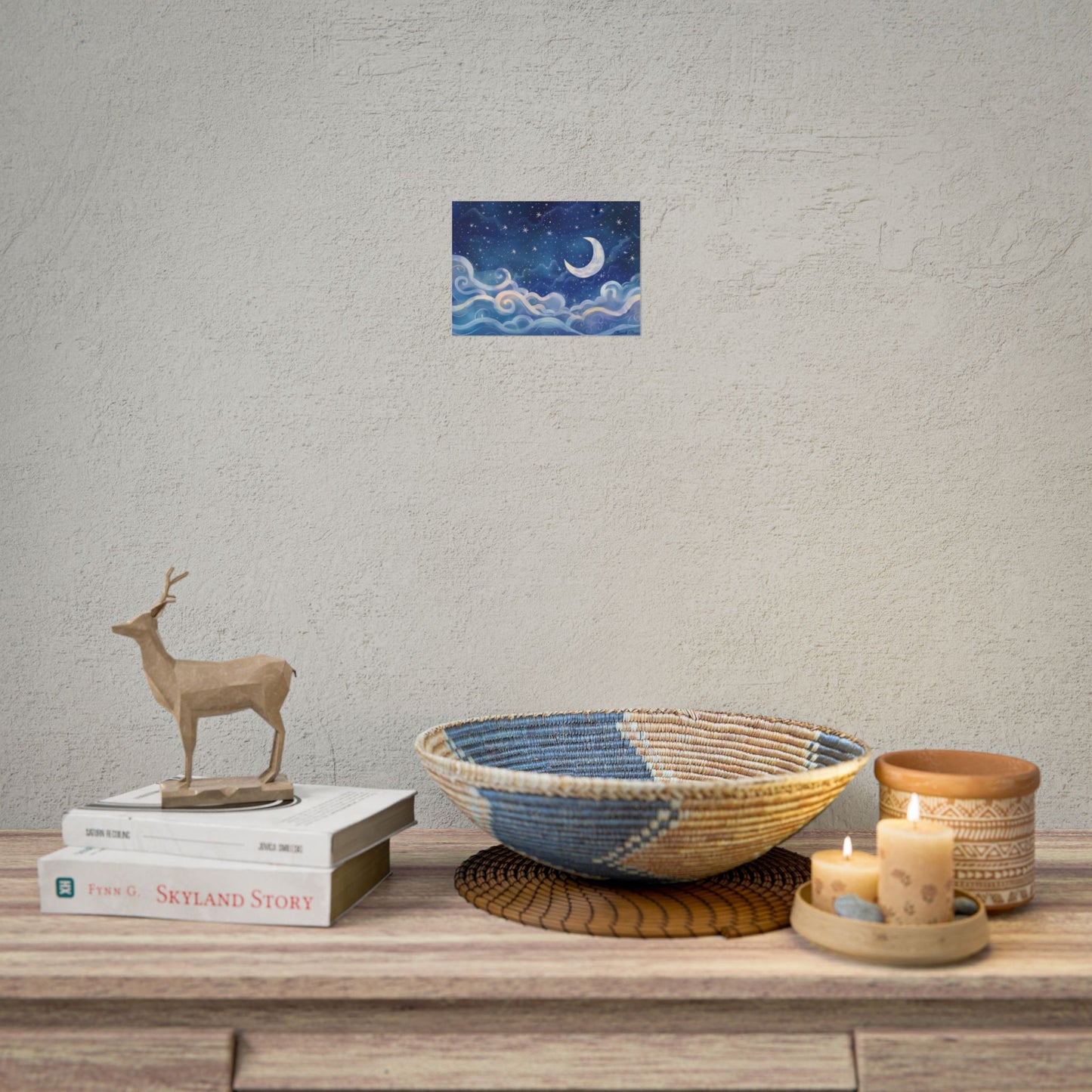 Whimsical Night Sky Dreams: Magical Illustration - Poster
