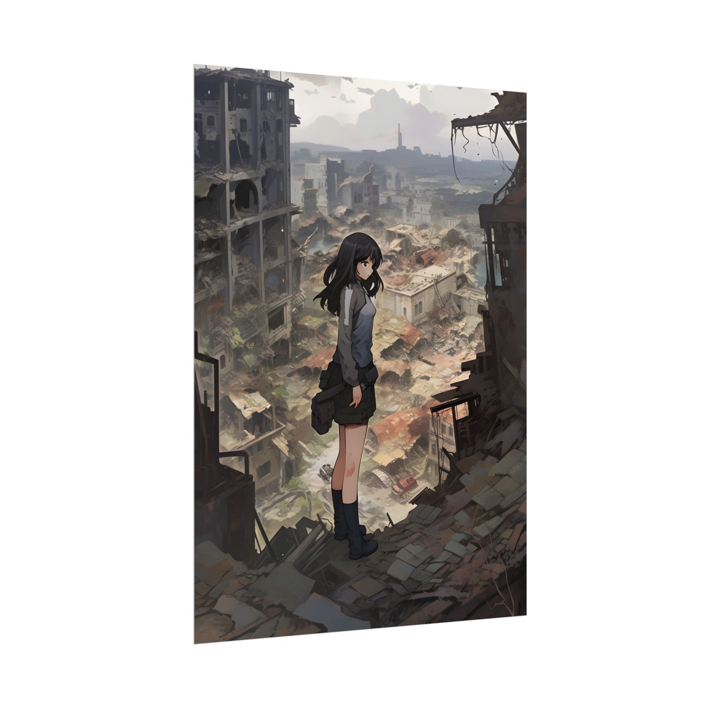 Dramatic Anime Scene: Detailed Bird's Eye View - Poster