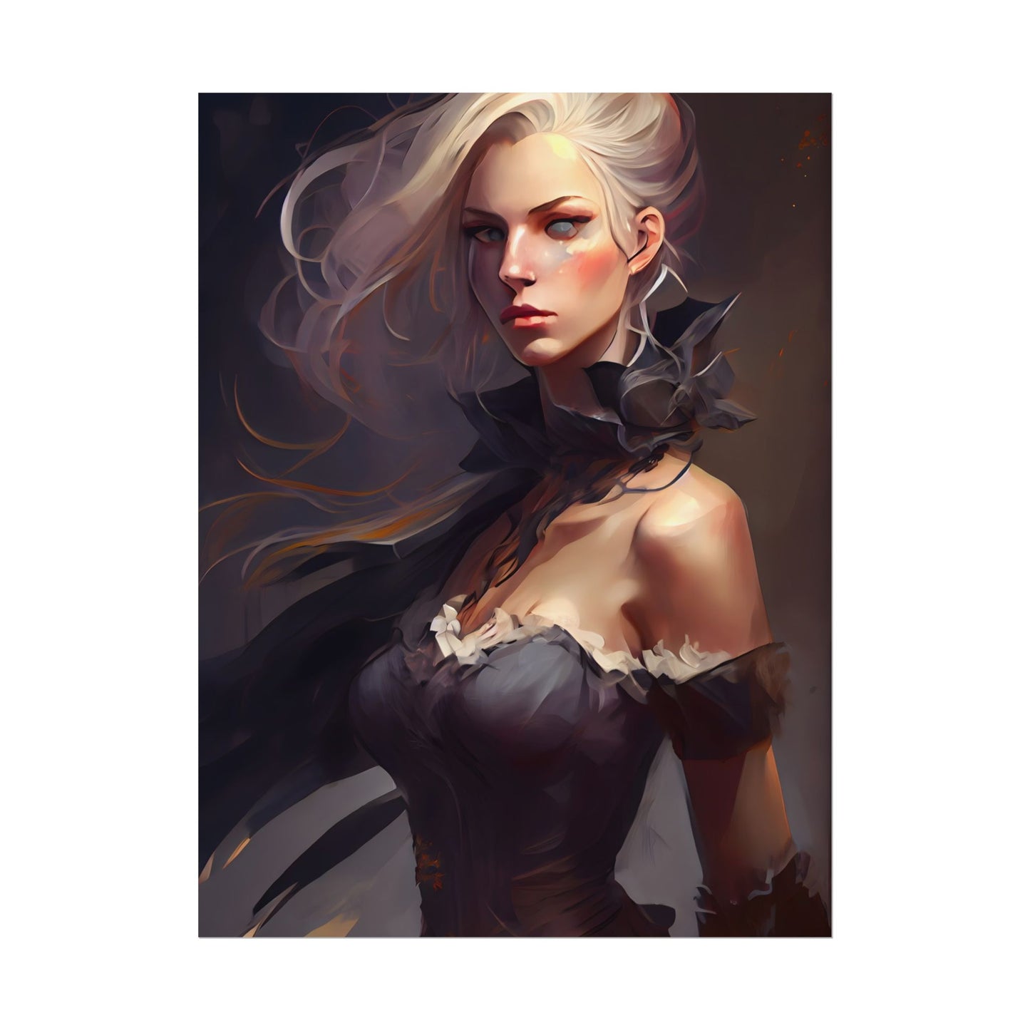 Elegant Blonde Beauty: Whirling Portrait Art - Poster