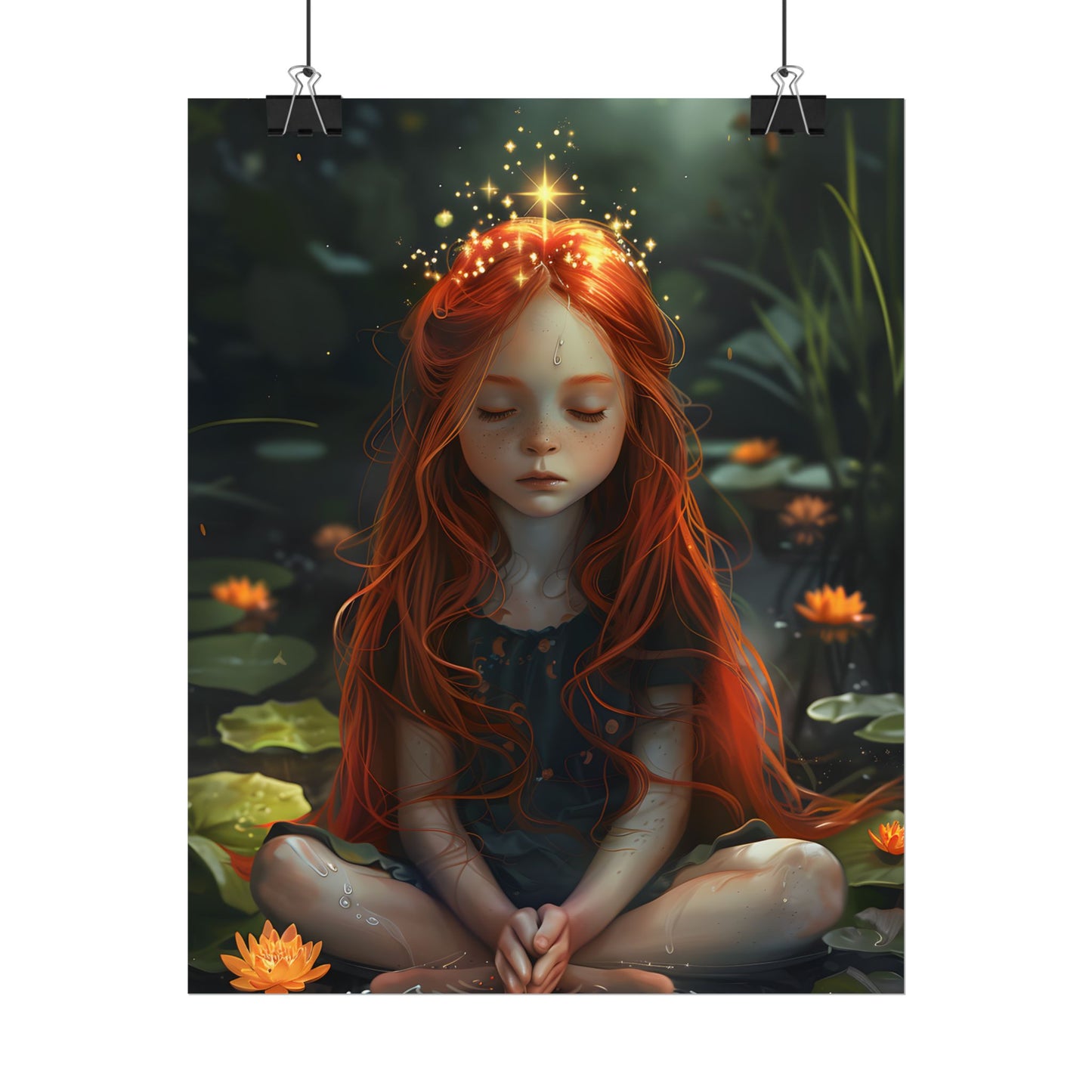 Vibrant Young Girl: Sparkling Red Hair Artwork - Poster