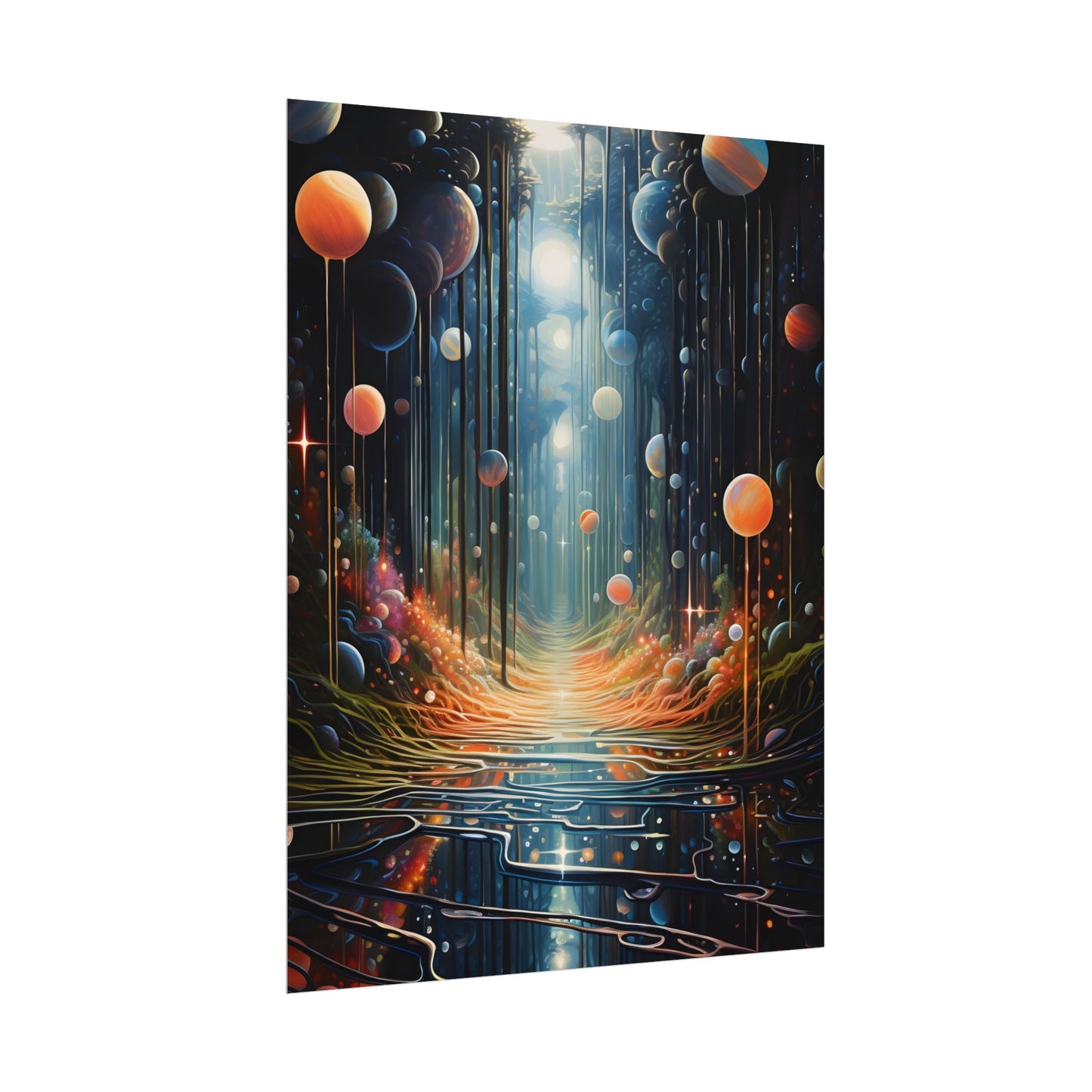 Vibrant Celestial Art Gallery: Otherworldly Landscape - Poster