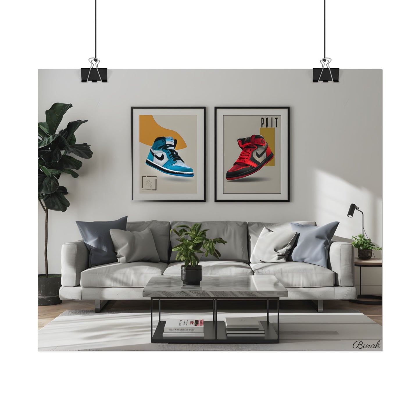 Minimalist Modern Living Room: Neutral Colors & Natural Light Art - Poster