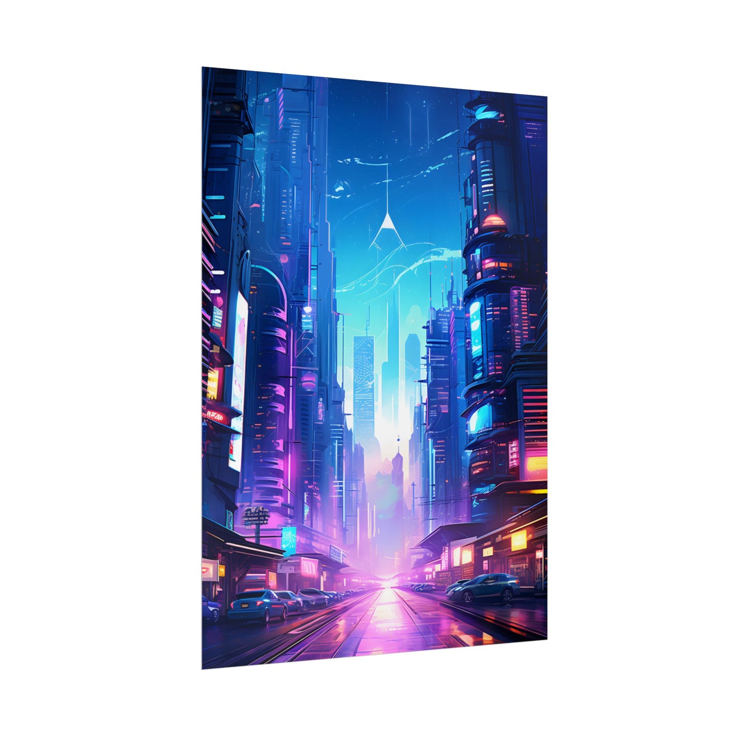 Futuristic Cityscape: Cyberpunk Dystopia Digital Artwork - Poster