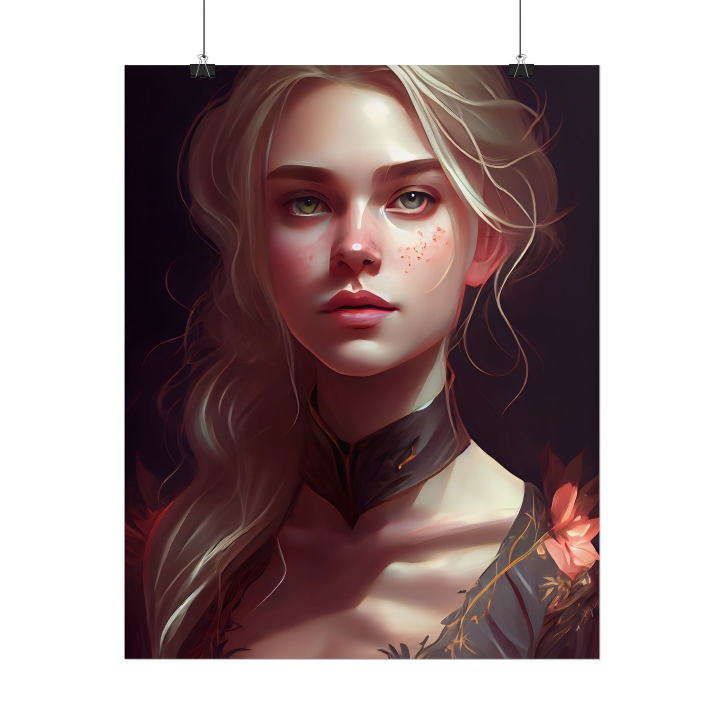 Astonishing Blonde Portrait: Artistic Beauty in Darkness - Poster