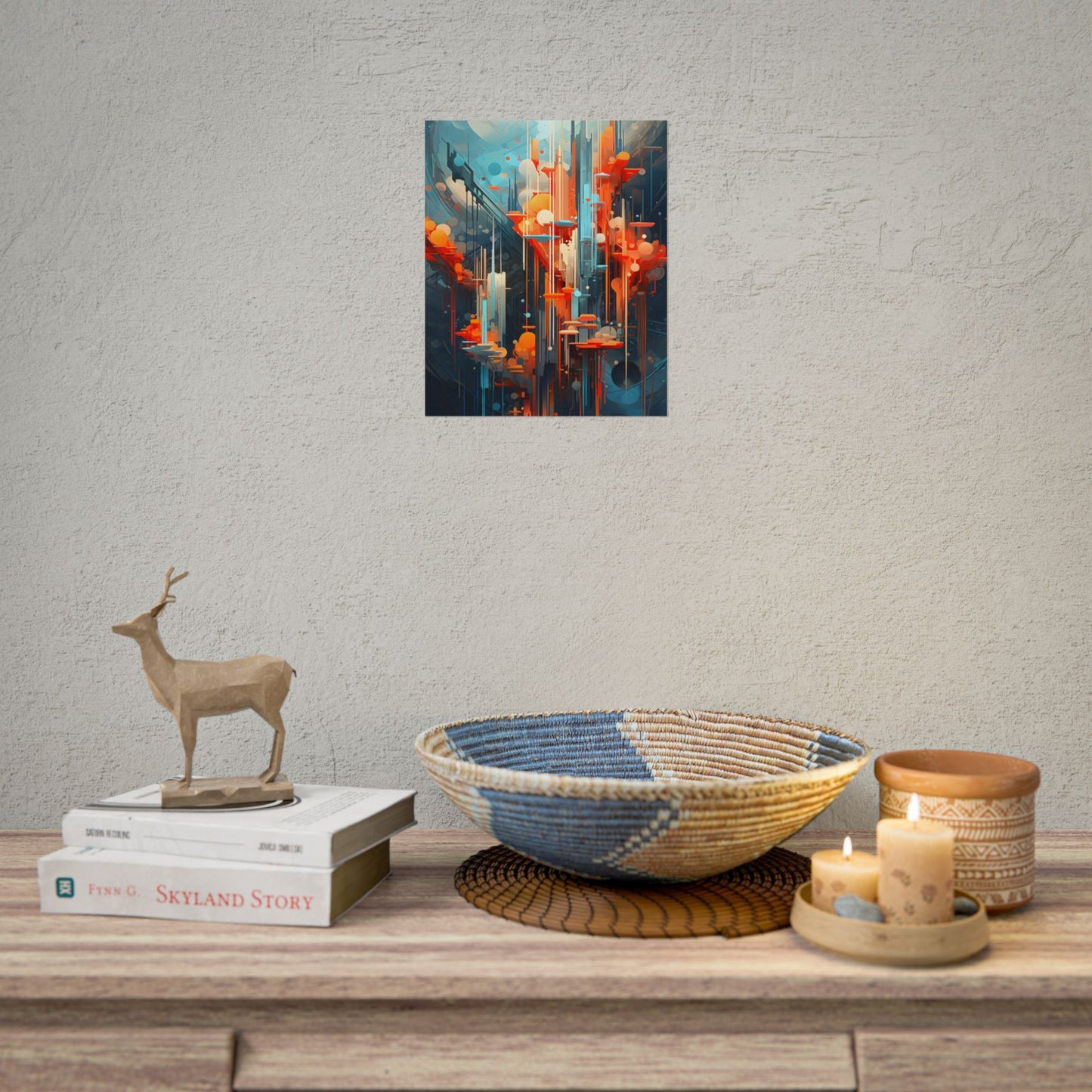 Abstract Cyber Dreamscape: Vibrant Colors and Neon Lights Digital Art - Poster