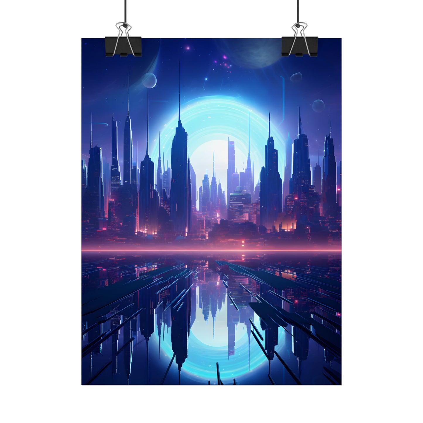 Melancholic Cyberpunk Night: Dark Cityscape Digital Art - Poster