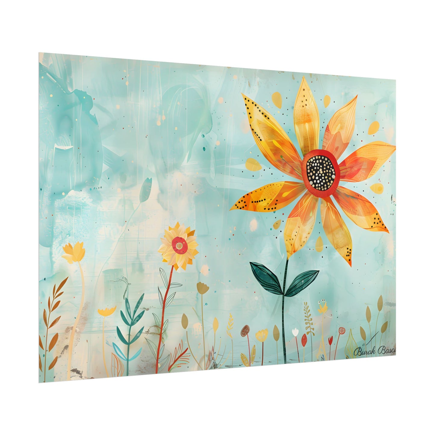 Blooming Growth: Whimsical Flower with Mindset Message Art - Poster