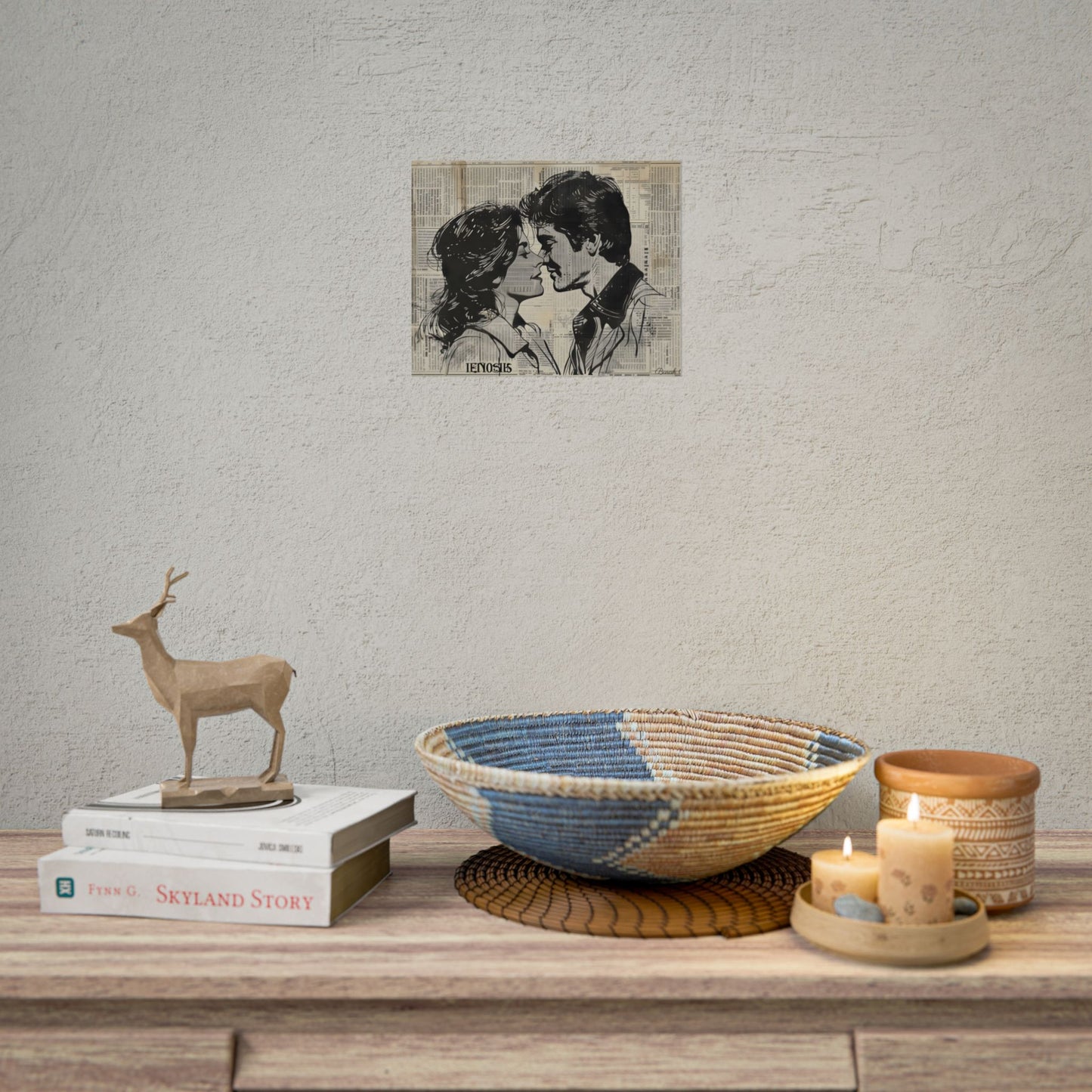 Vintage Romance Couples: Timeless Newsprint Art - Poster
