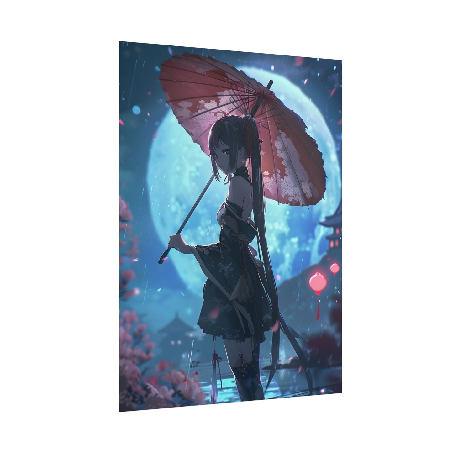 Anime Winter Girl: Gentle Snow Scene Art - Poster