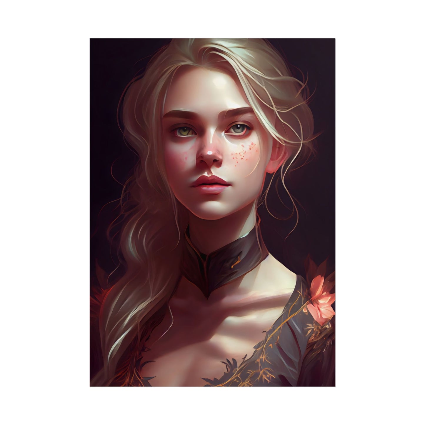 Astonishing Blonde Portrait: Artistic Beauty in Darkness - Poster