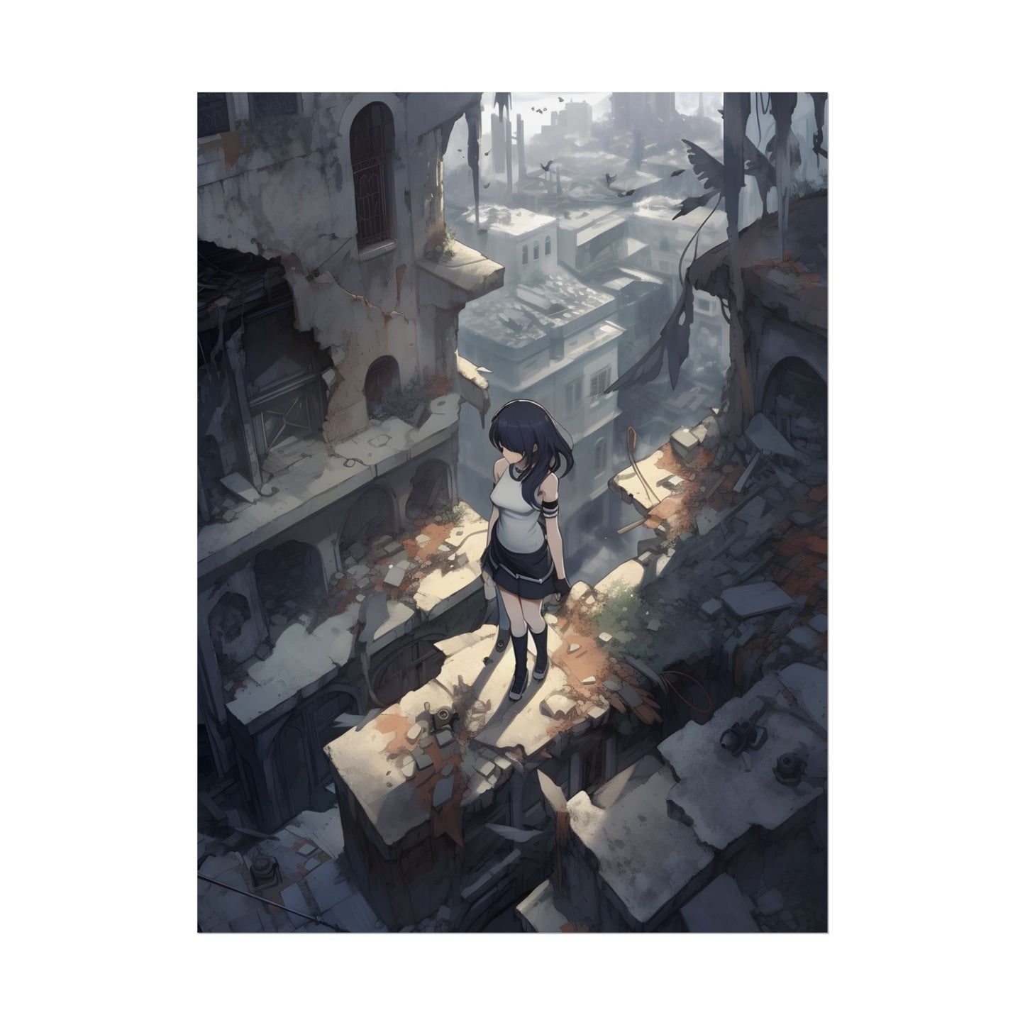 Anime Bird in Flight: Delicate Details in Mid-Air - Poster