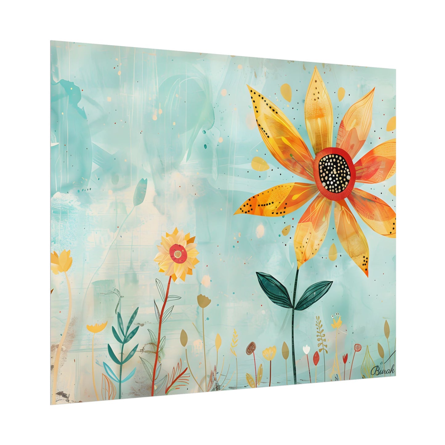 Blooming Growth: Whimsical Flower with Mindset Message Art - Poster