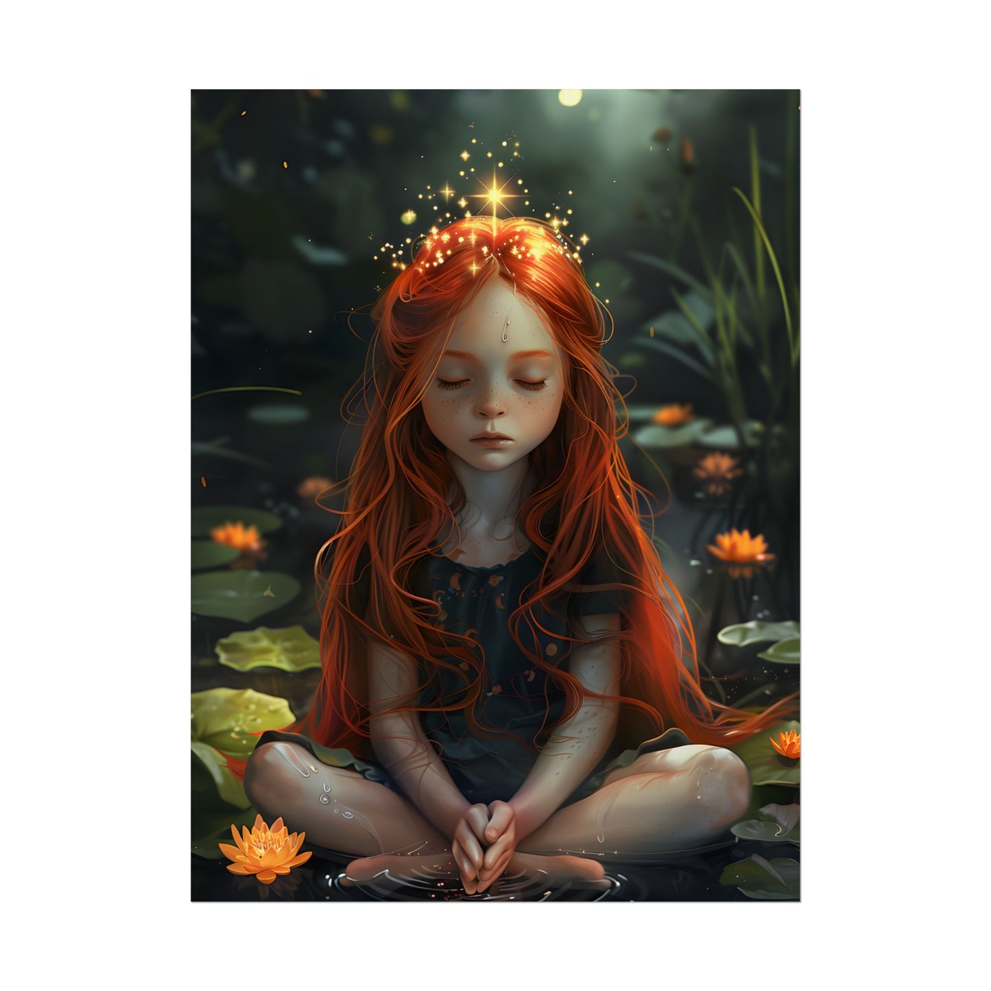 Vibrant Young Girl: Sparkling Red Hair Artwork - Poster