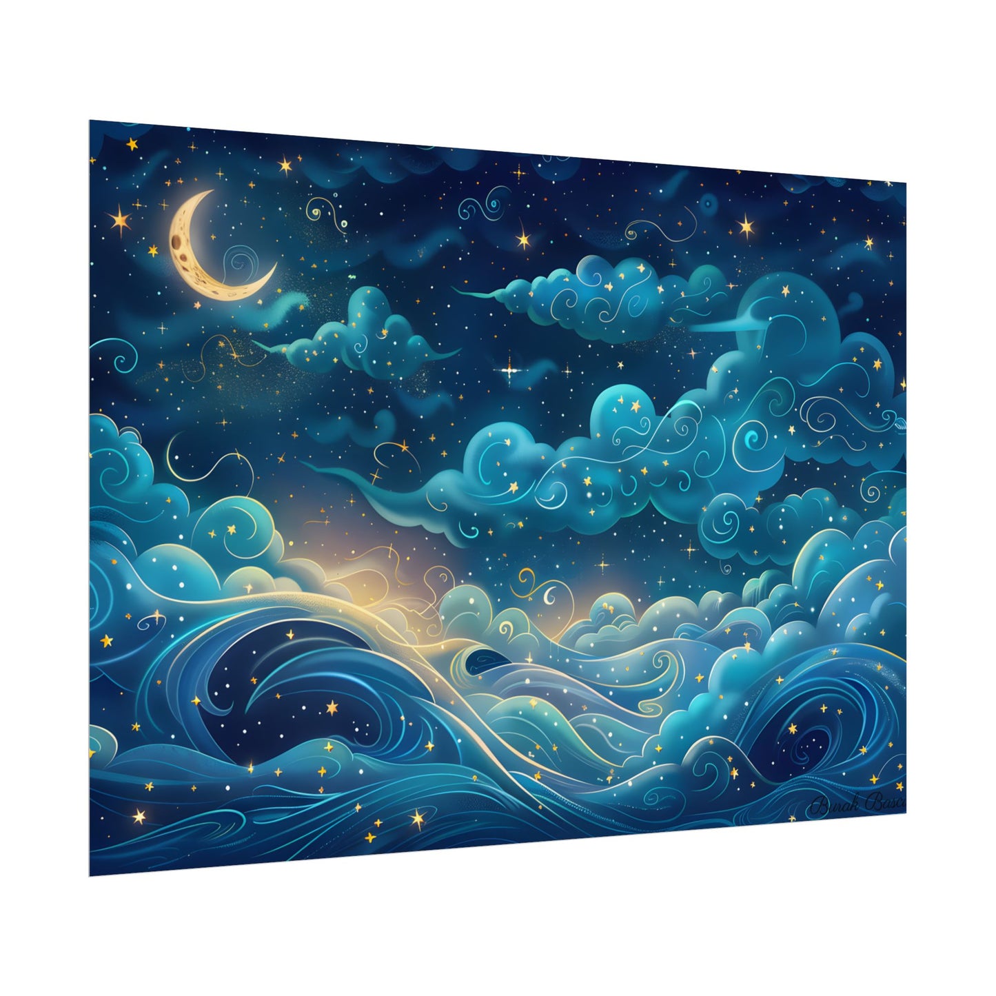 Twinkling Stellar Night Sky: Whimsical Dreamy Artwork - Poster