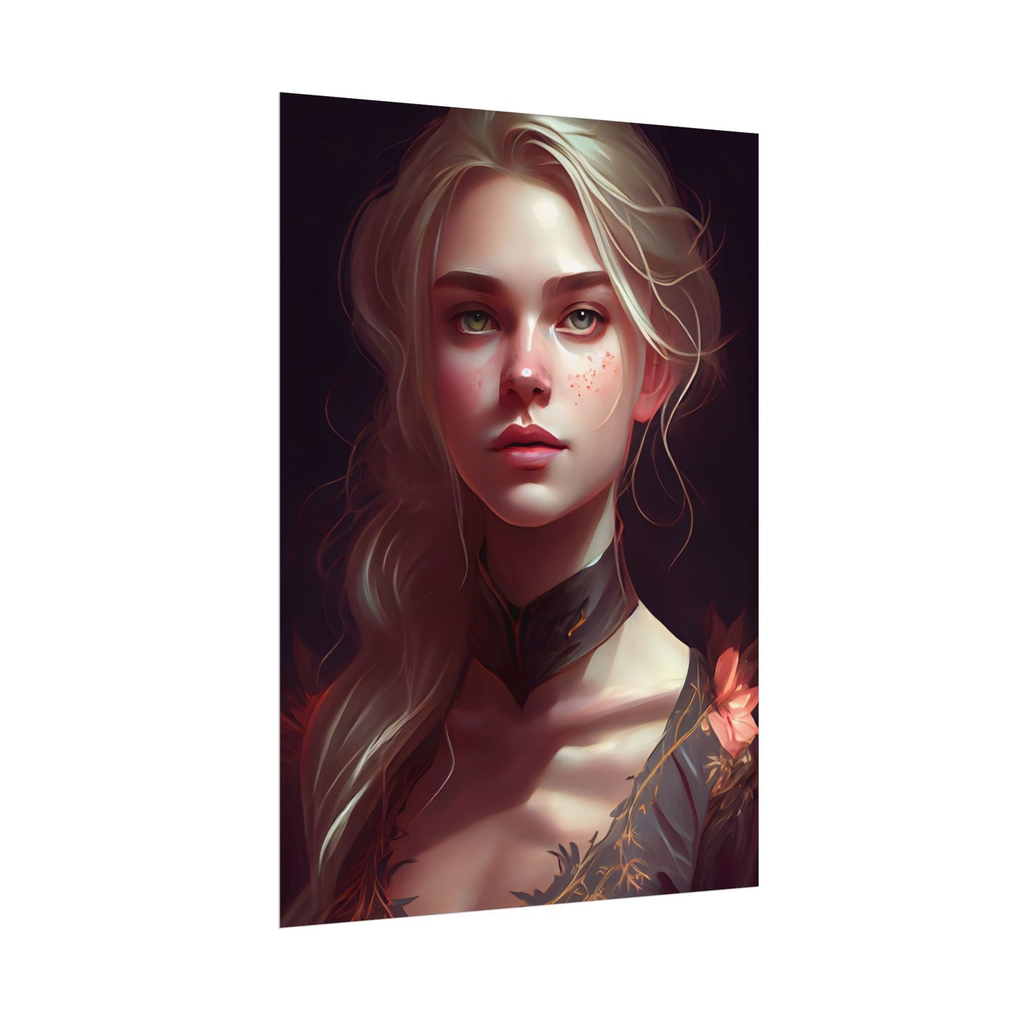 Astonishing Blonde Portrait: Artistic Beauty in Darkness - Poster