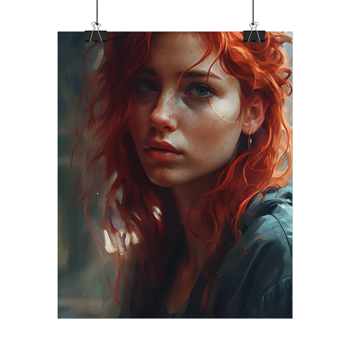 Astonishing Redhead Portrait: Realistic Artwork - Poster