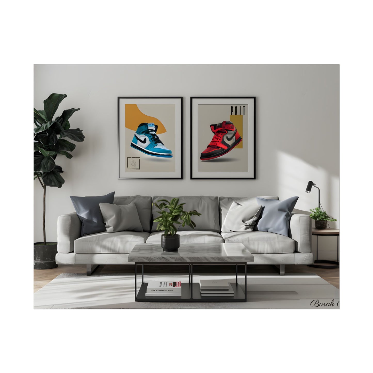 Minimalist Modern Living Room: Neutral Colors & Natural Light Art - Poster