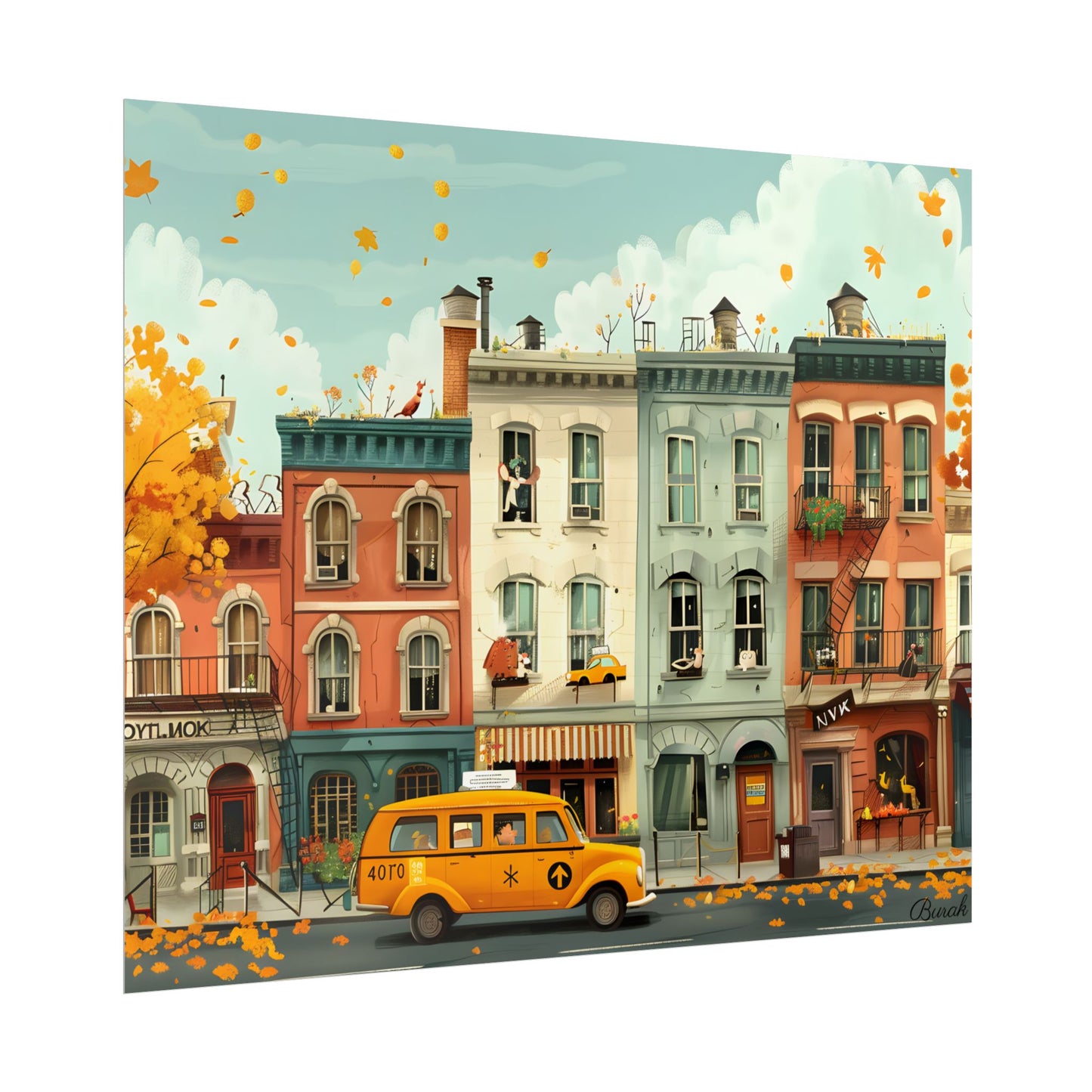 Whimsical Yellow Dream: A Captivating Illustration - Poster