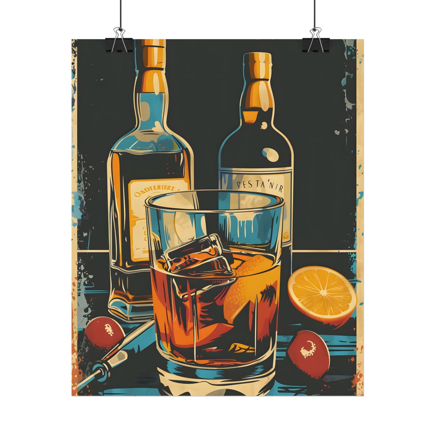 Vintage Cocktail Hour: Old-Fashioned Glass Artwork - Poster