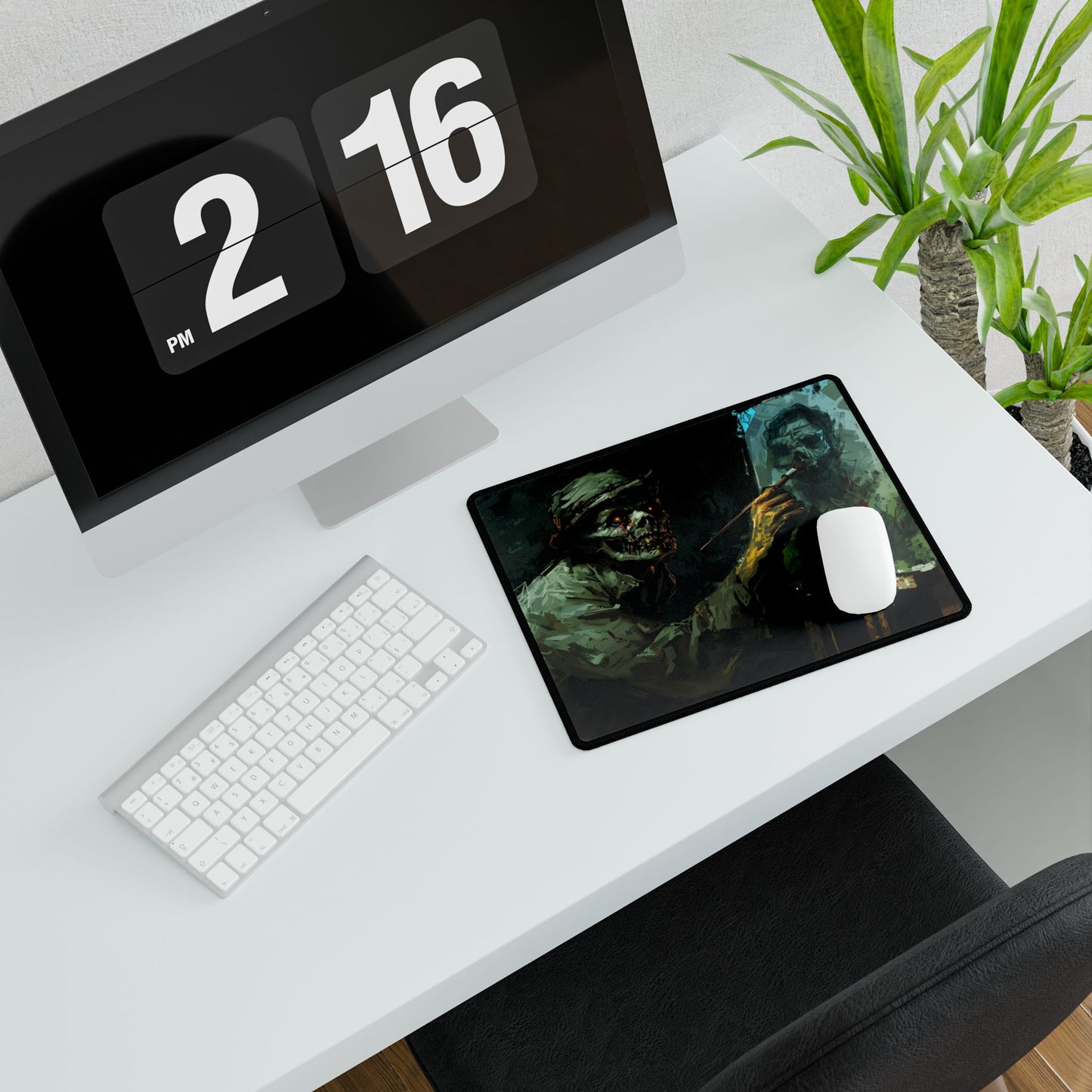 Zombie Painter in Action: Original Digital Art Piece - Desk Mat