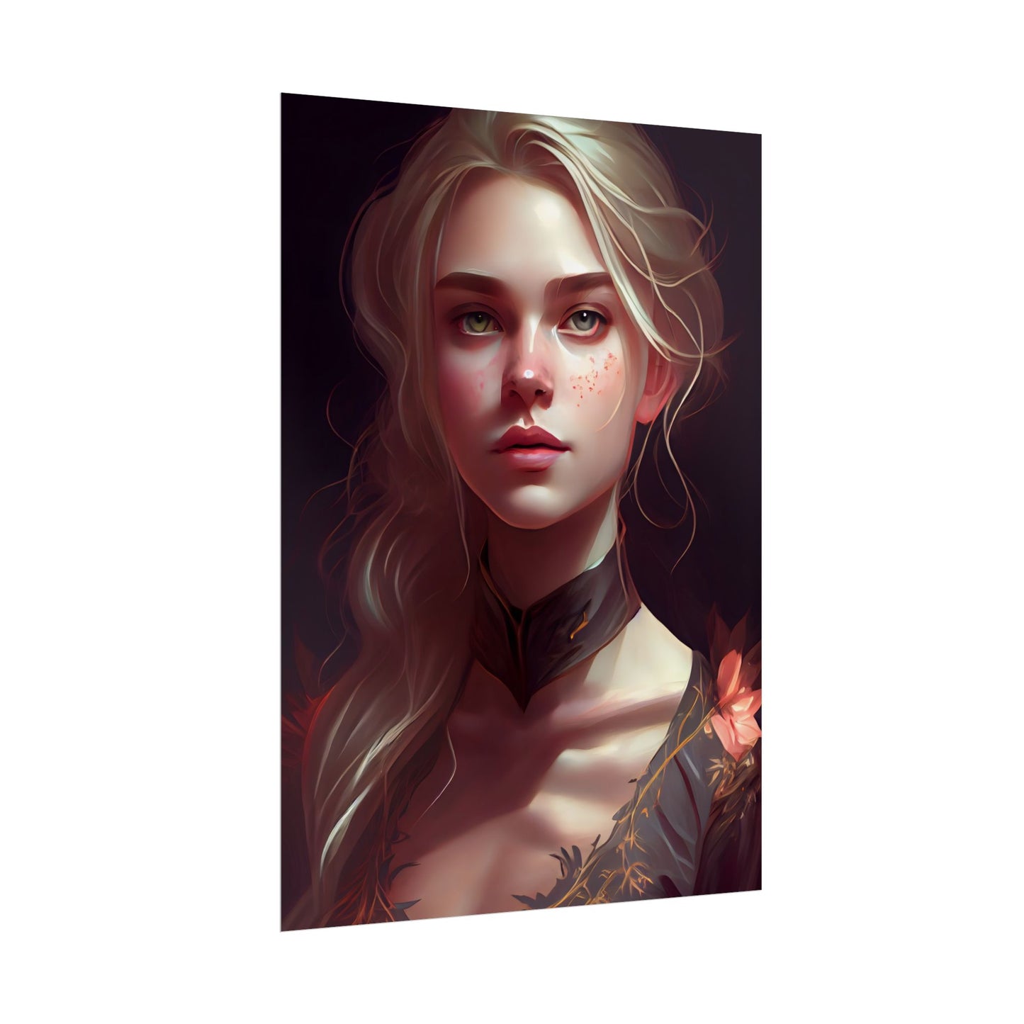 Astonishing Blonde Portrait: Artistic Beauty in Darkness - Poster