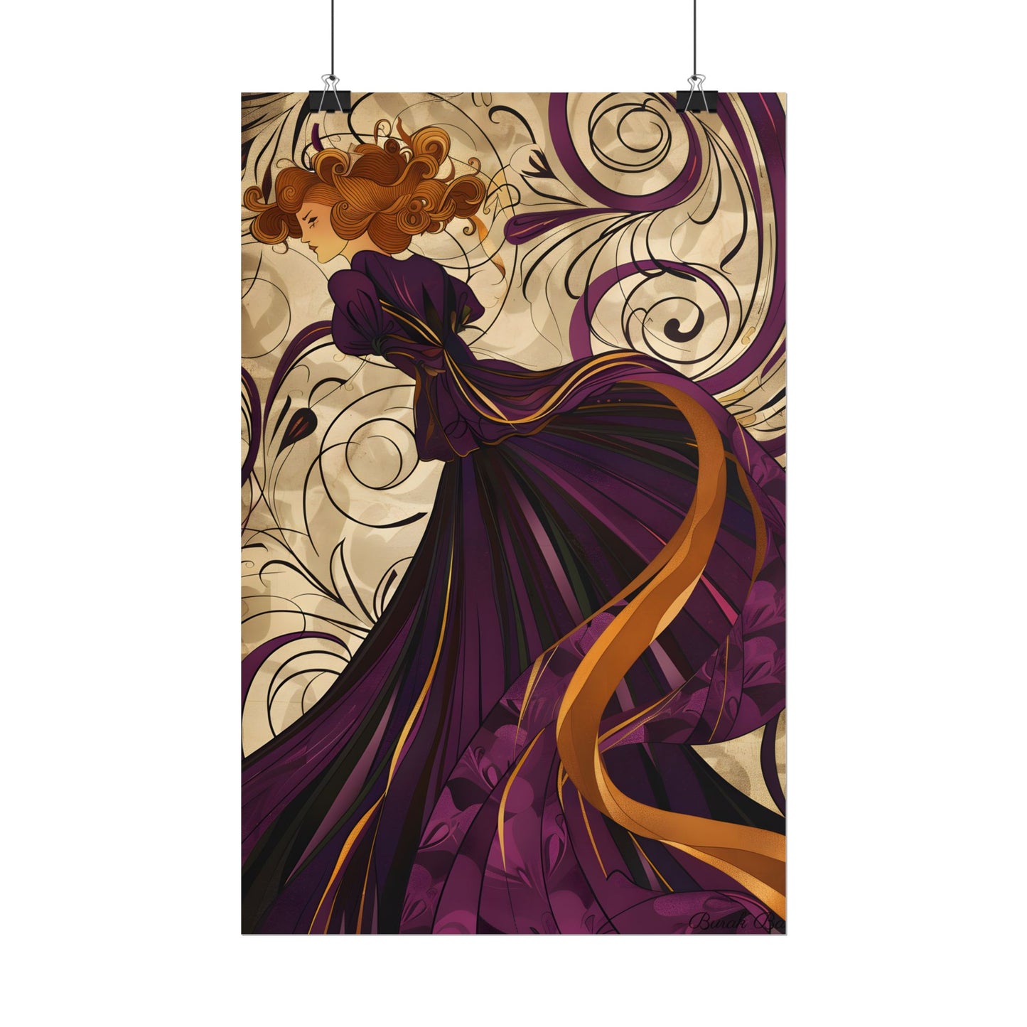 Art Nouveau Masterpiece: Elegant Geometric Design - Poster