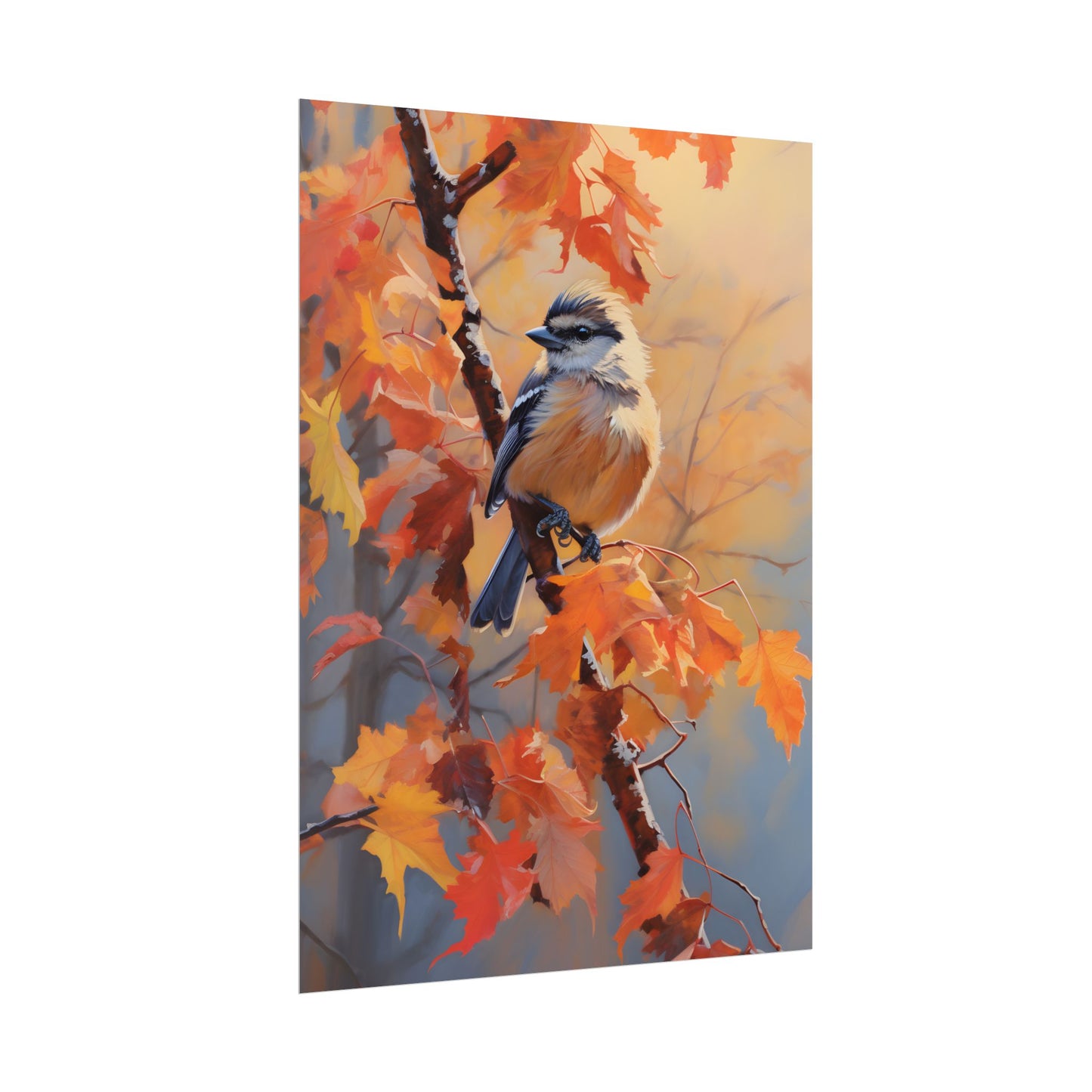 Vibrant Oak Branch: Oil Painting in Nature - Poster