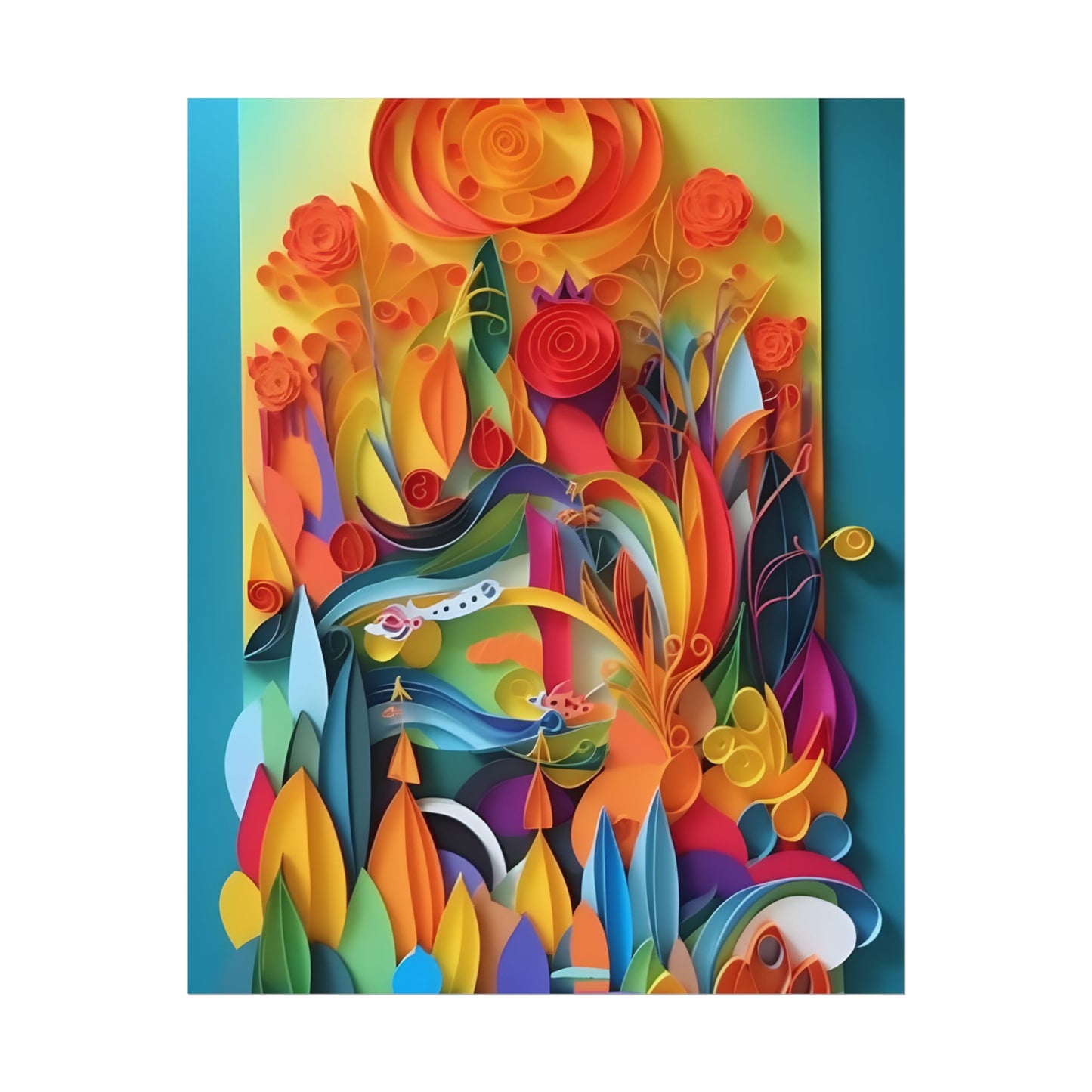 Colorful Quilled Indian Landscape Artwork - Poster