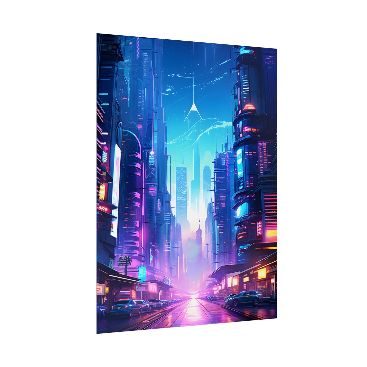Futuristic Cityscape: Cyberpunk Dystopia Digital Artwork - Poster