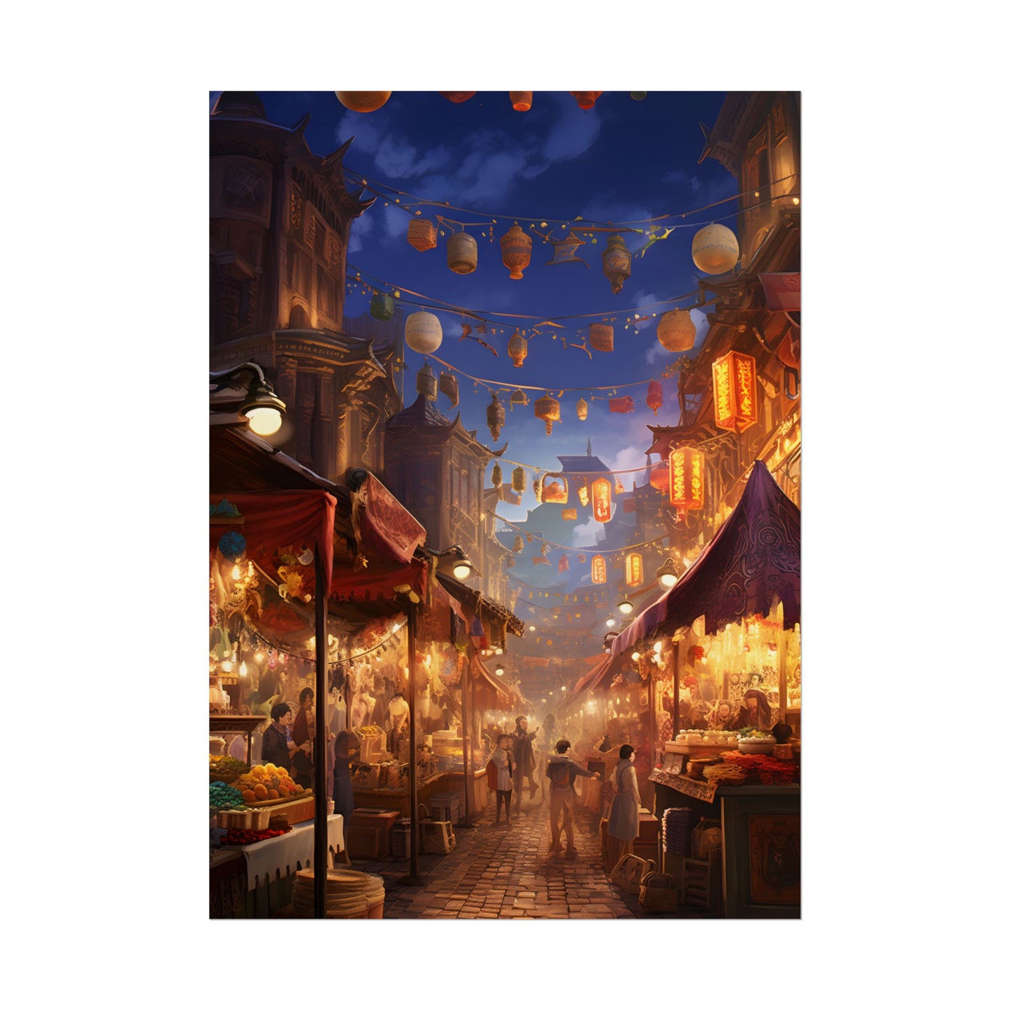 Enchanting Evening Street Food Market: A Vibrant Gathering - Poster