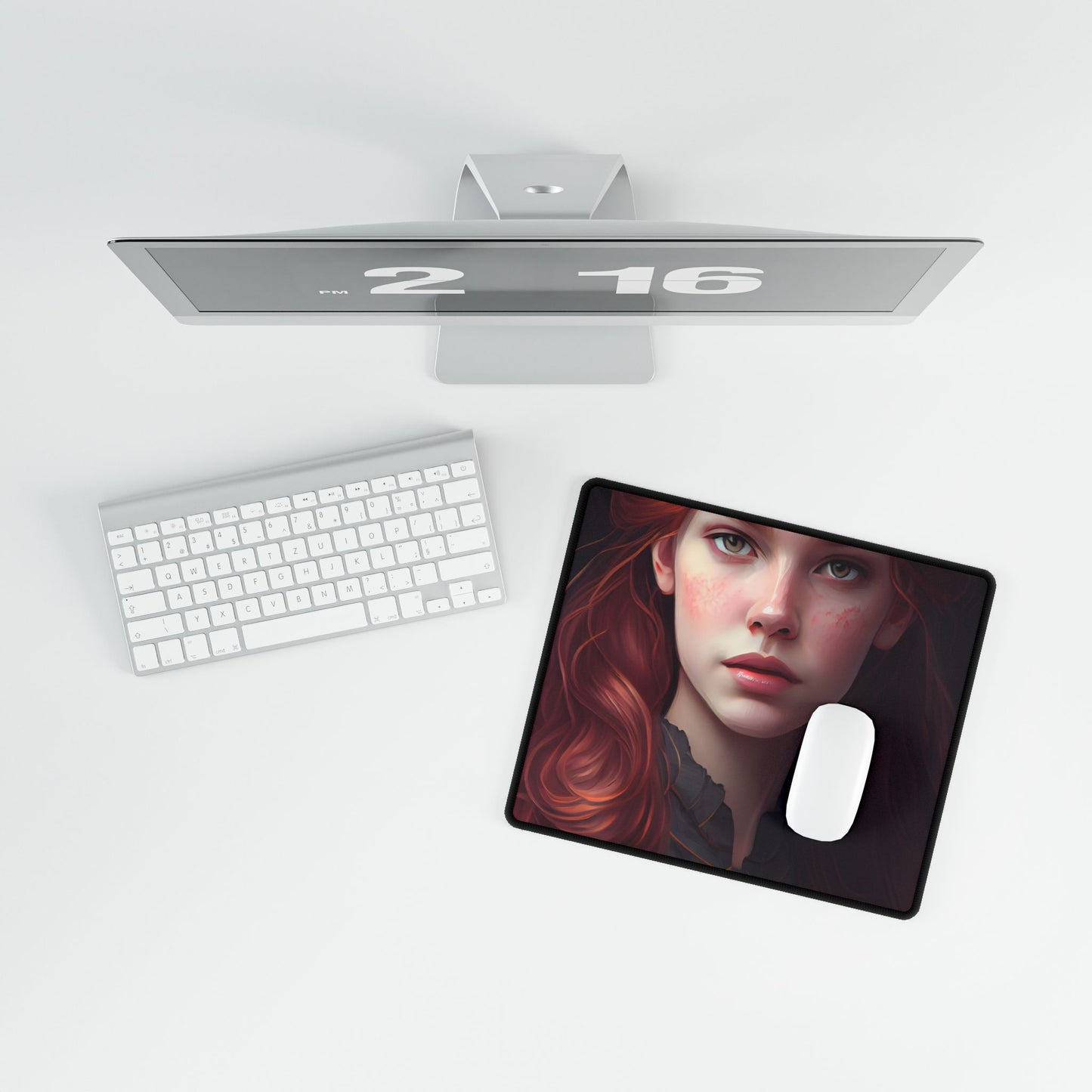 Beautiful Redhead Female Portrait: Classic Timeless Artwork - Desk Mat