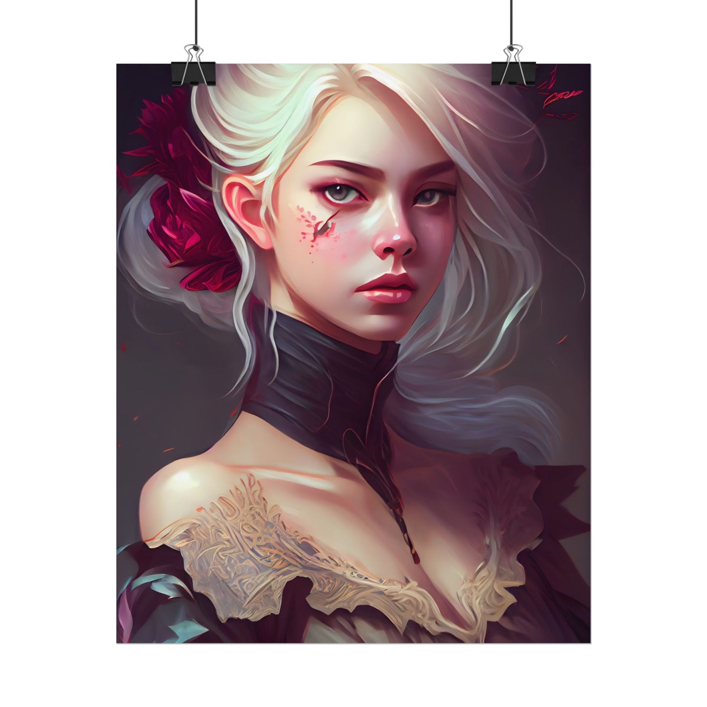 Blonde Beauty in Nature: Realistic Portrait Art - Poster