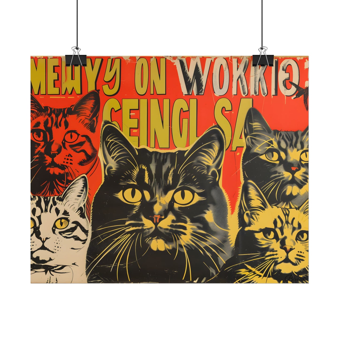 Whisked Away: A Soviet-Inspired Poster Featuring Multiple Feline Friends - Poster