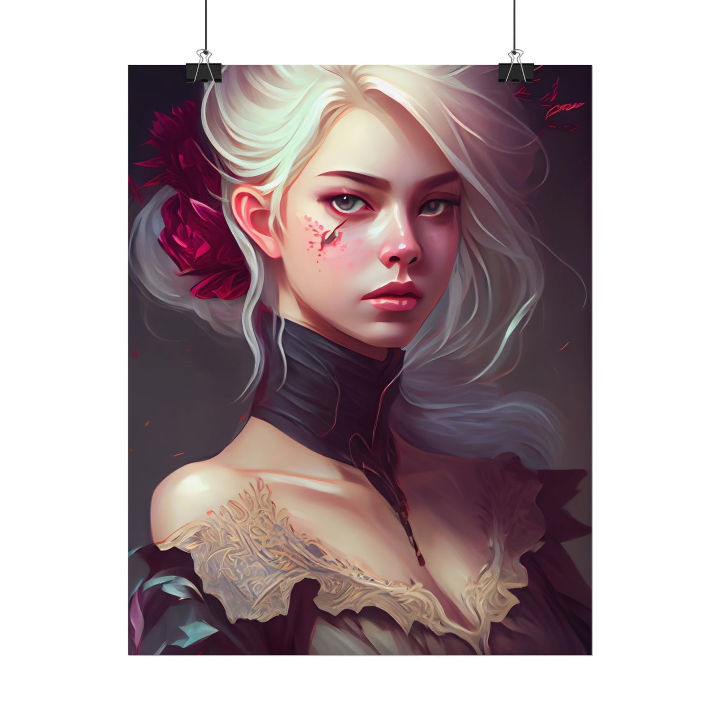Blonde Beauty in Nature: Realistic Portrait Art - Poster