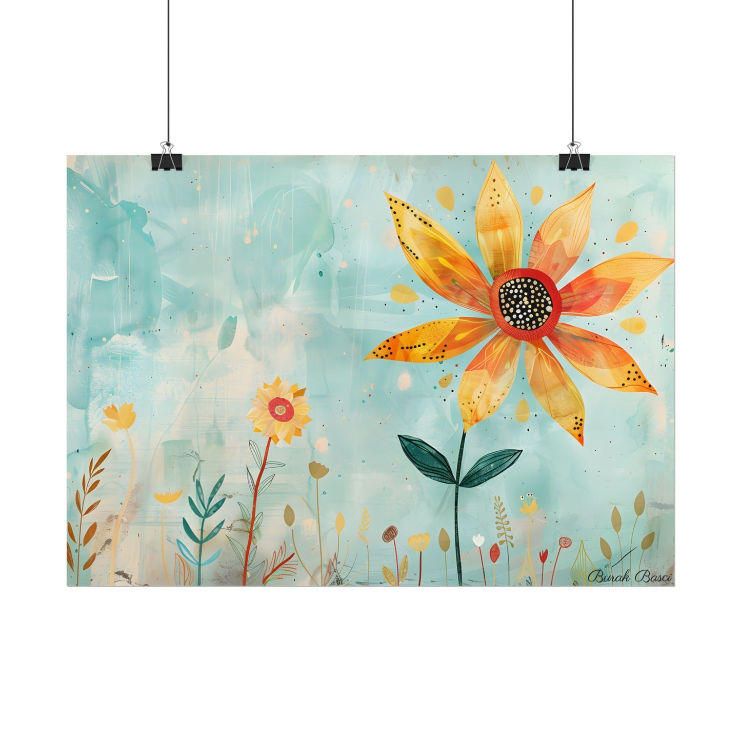Blooming Growth: Whimsical Flower with Mindset Message Art - Poster