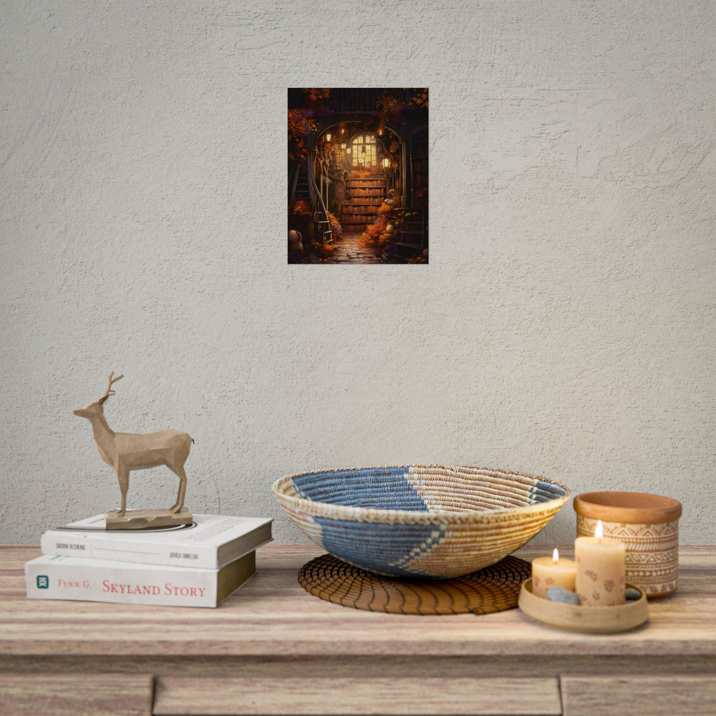 Whimsical Magical Bookshop: Enchanting Artwork in a Hidden Corner - Poster