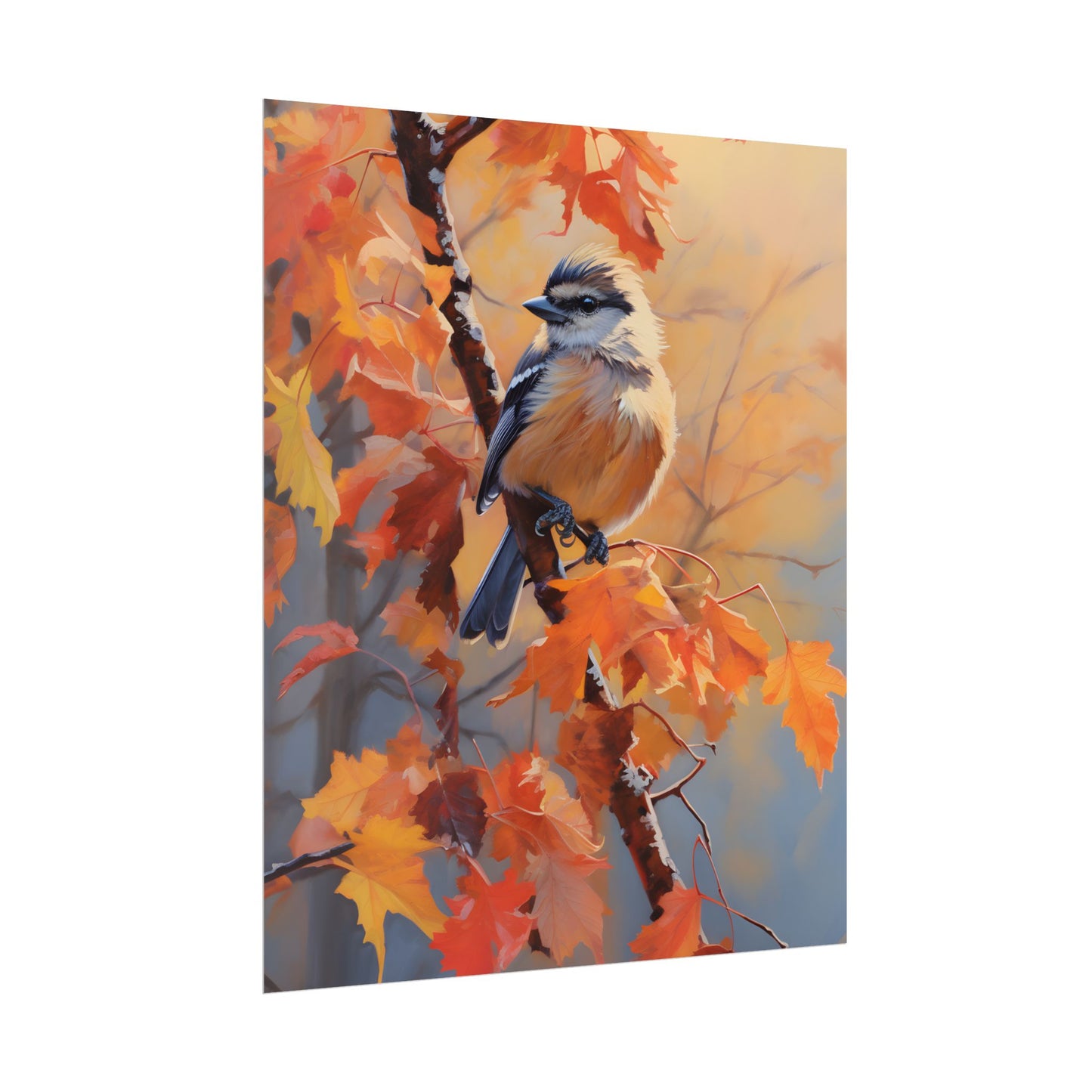Vibrant Oak Branch: Oil Painting in Nature - Poster
