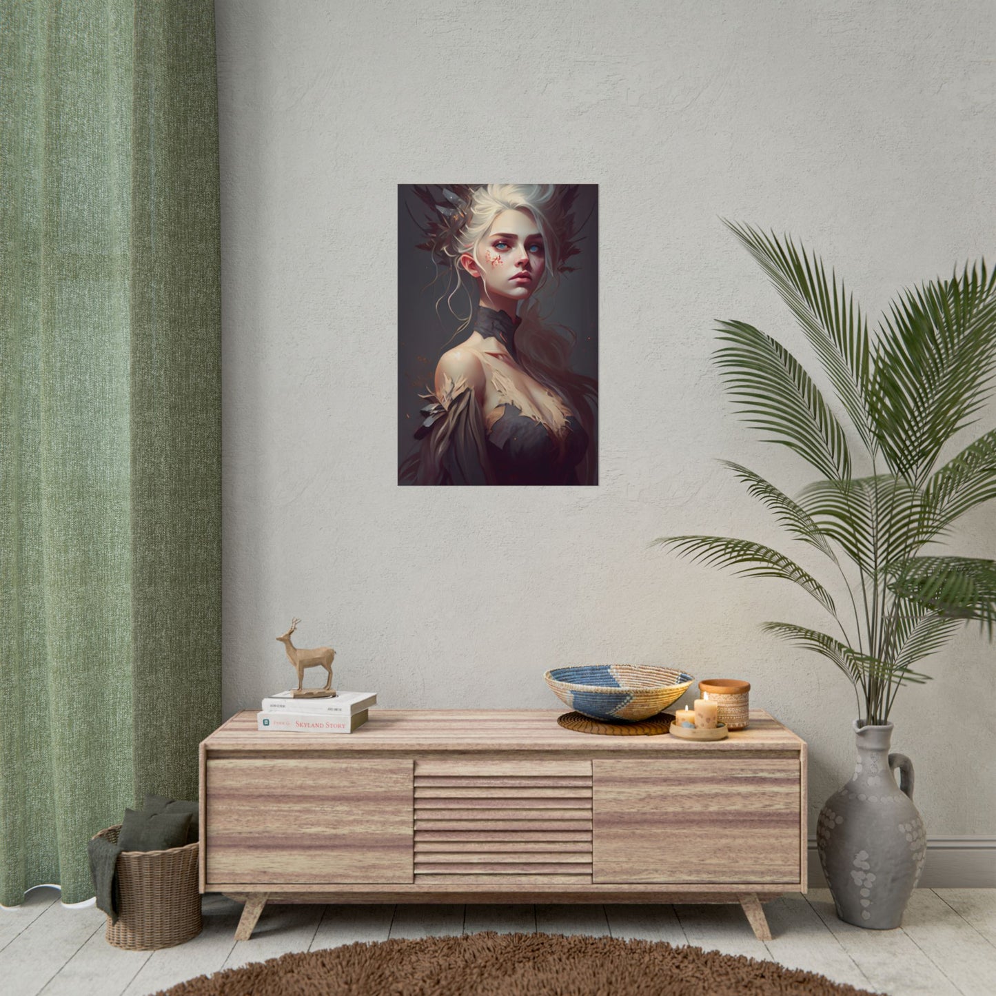 Elegant Blonde Portrait: Outdoor Woman in Dress - Poster